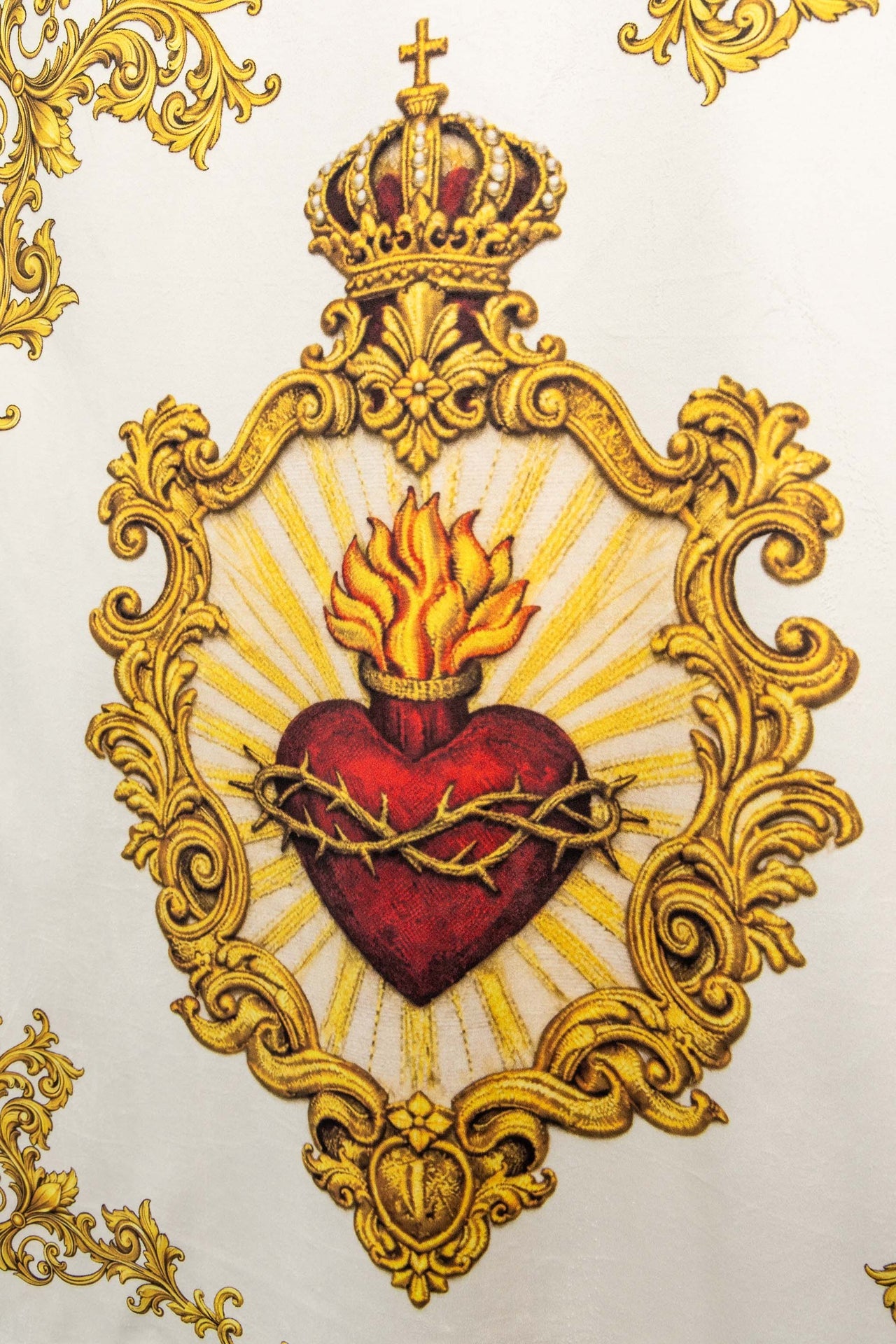Double-sided Printed Liturgical Banner with the Sacred Heart of Jesus and IHS Christogram