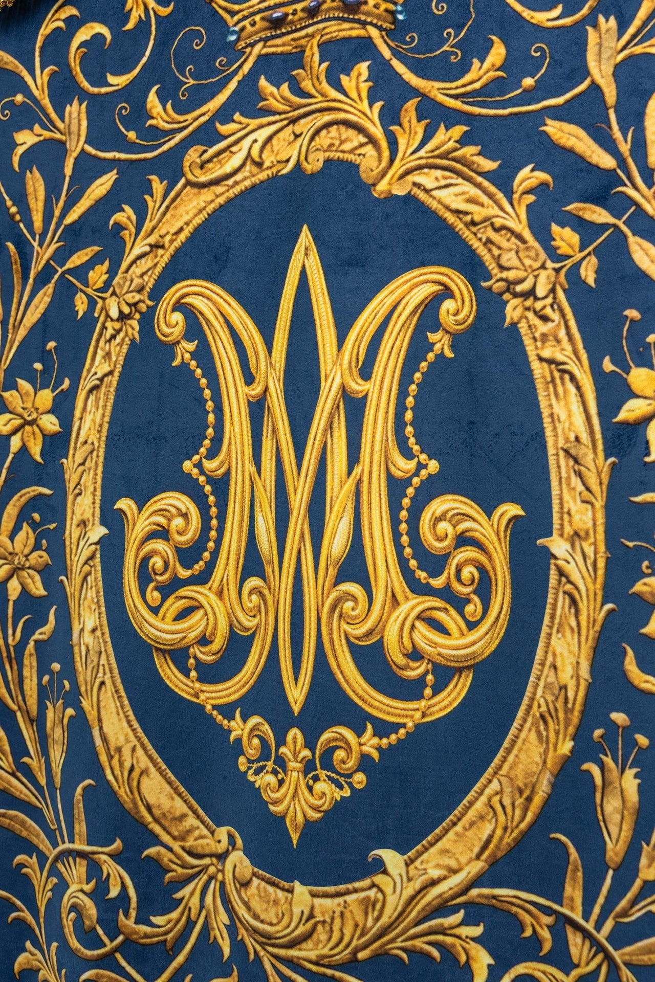 Double-Sided Printed Liturgical Banner with Our Lady of the Immaculate Conception and Marian Monogram