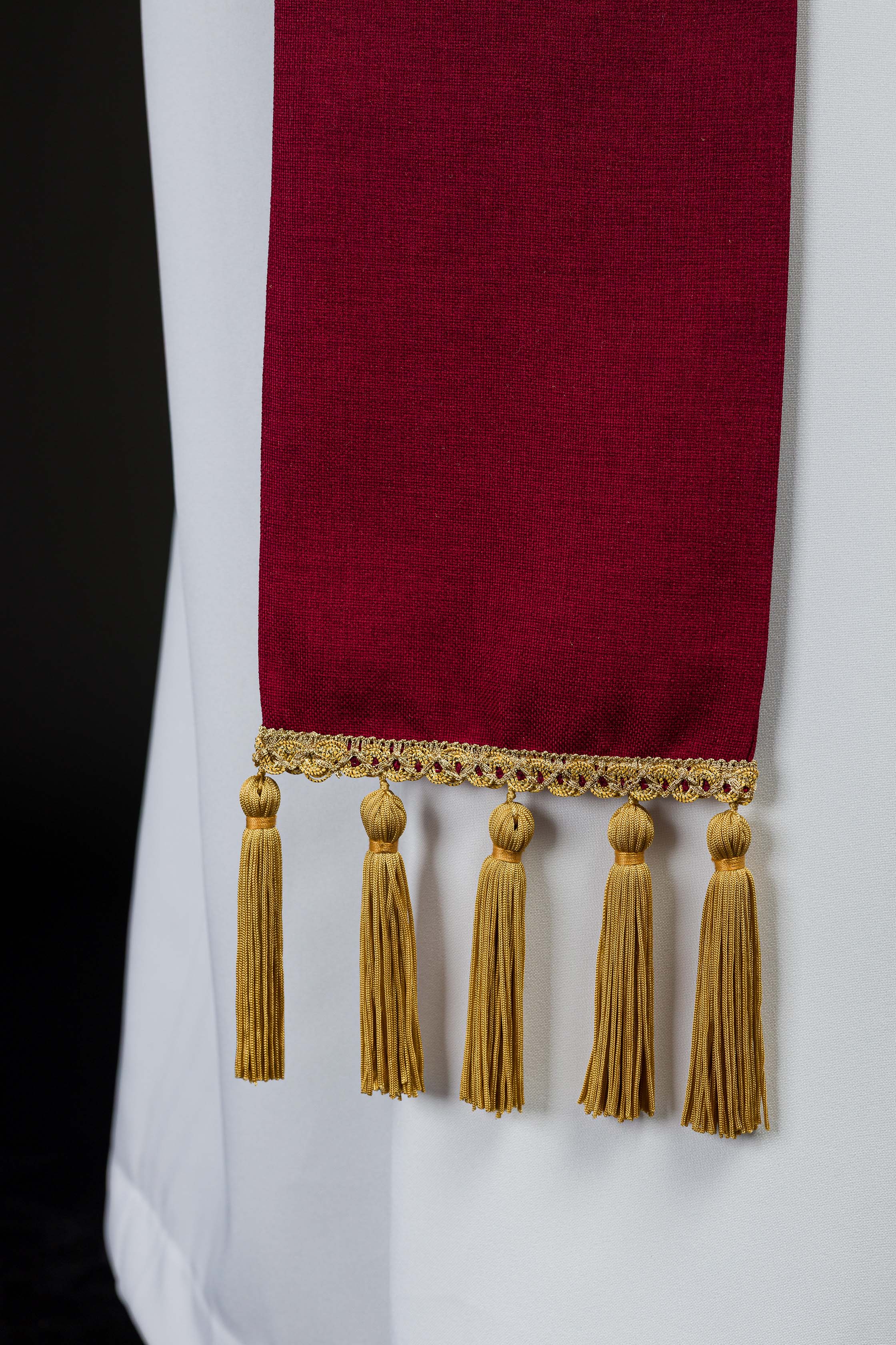 Red embroidered stole with IHS motif