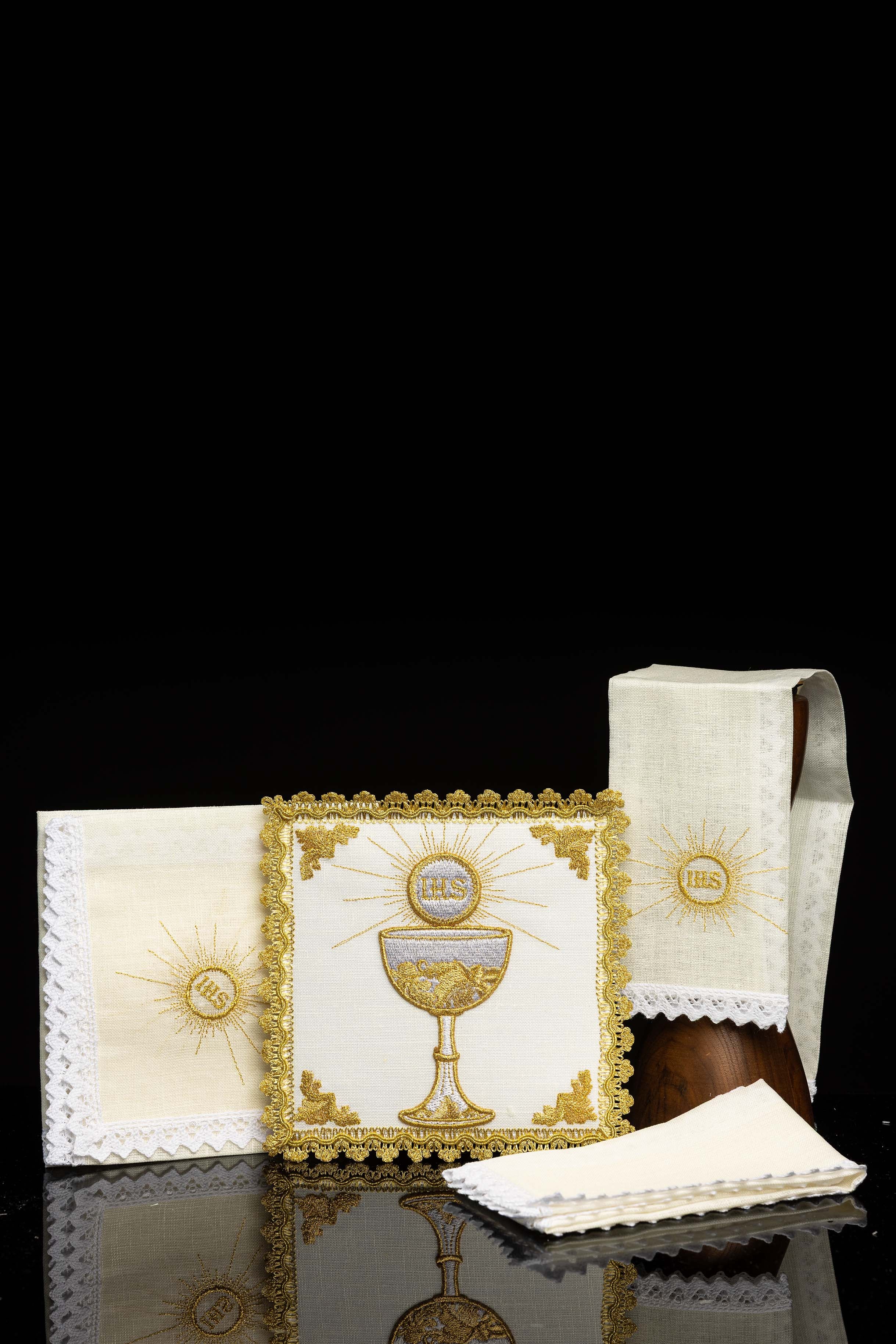 Chalice Set with Golden Chalice Motif and IHS