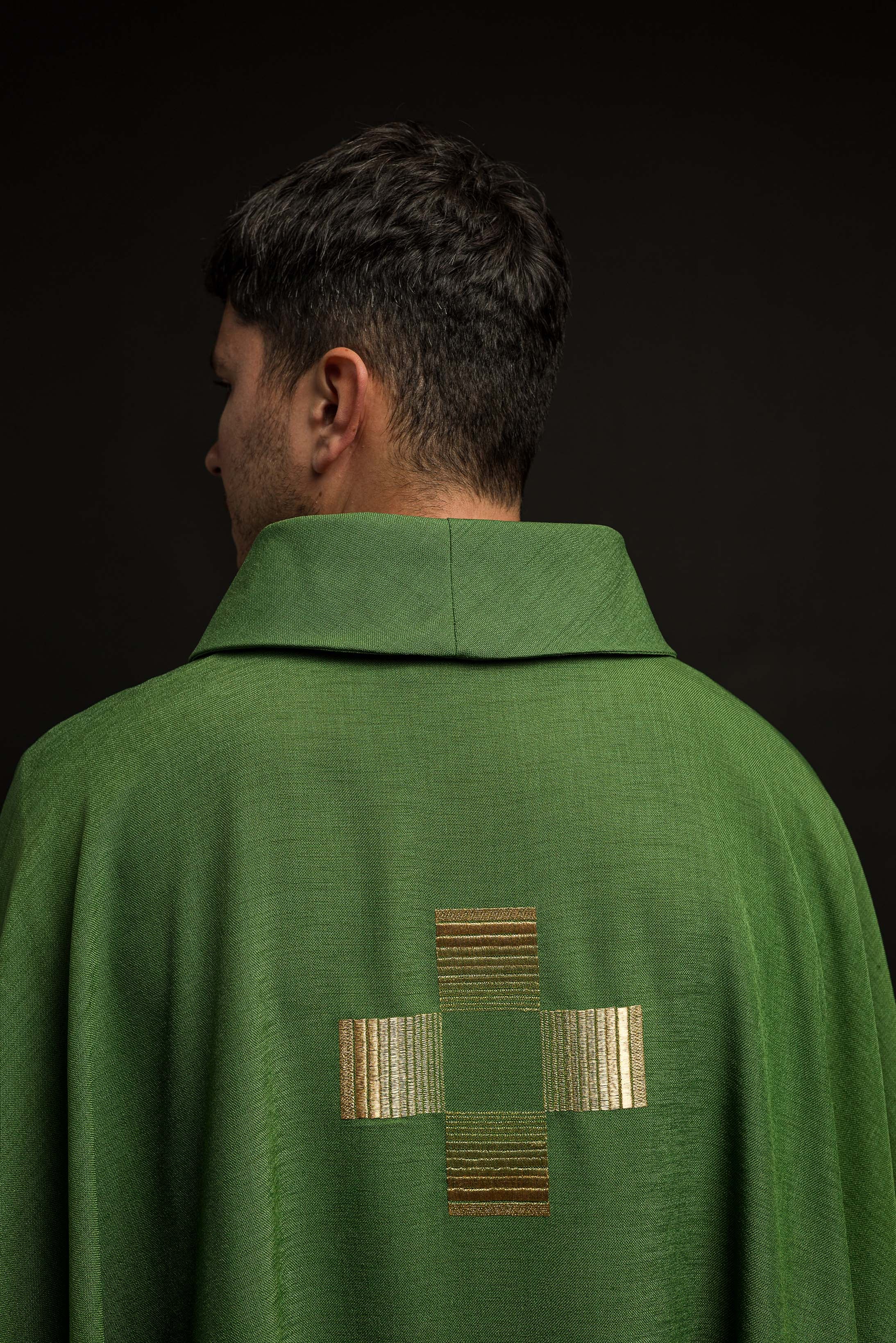 Chasuble with embroidered Crosses in green