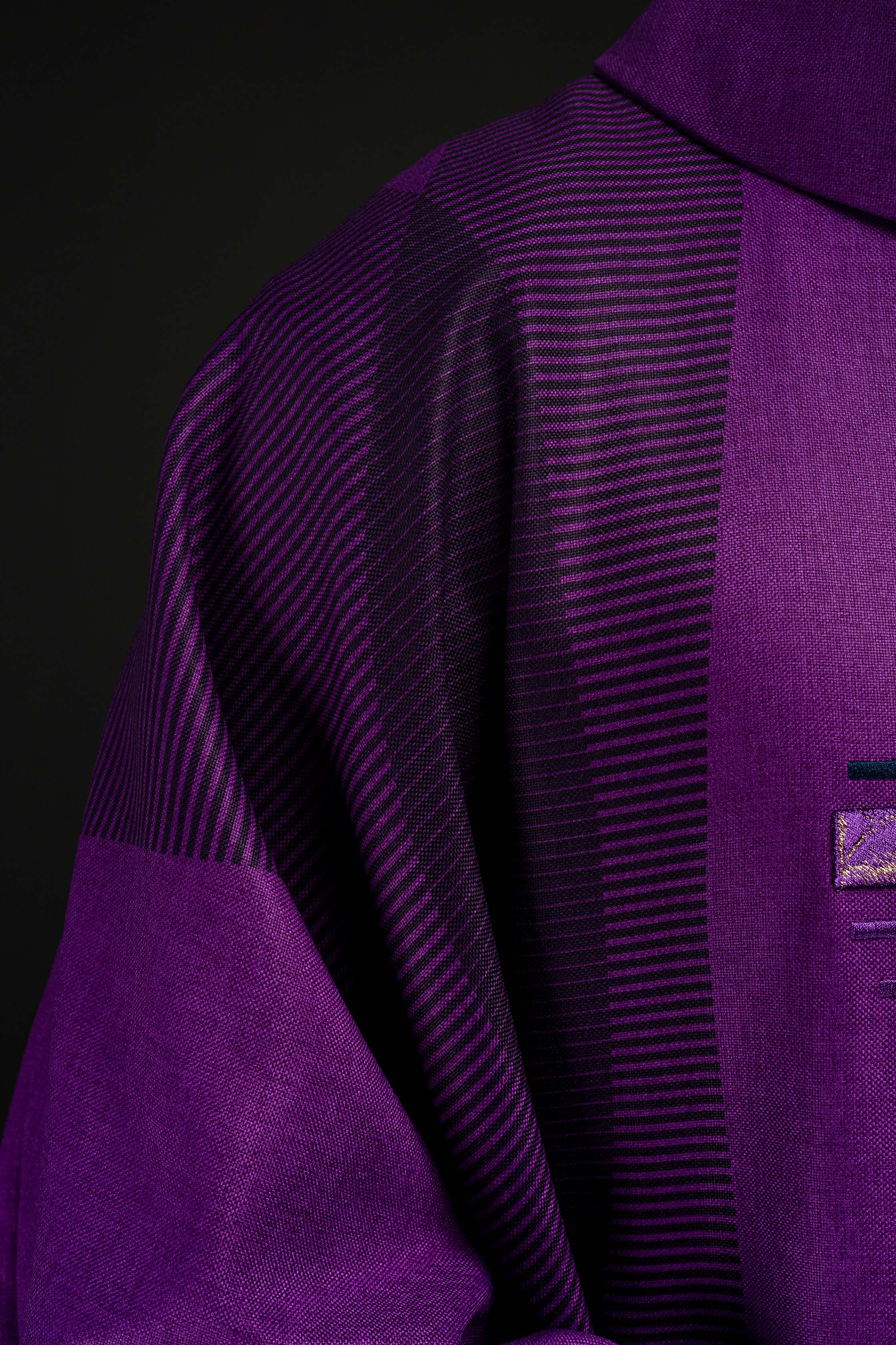 Purple chasuble with embroidery and print - CHASUBLES.COM