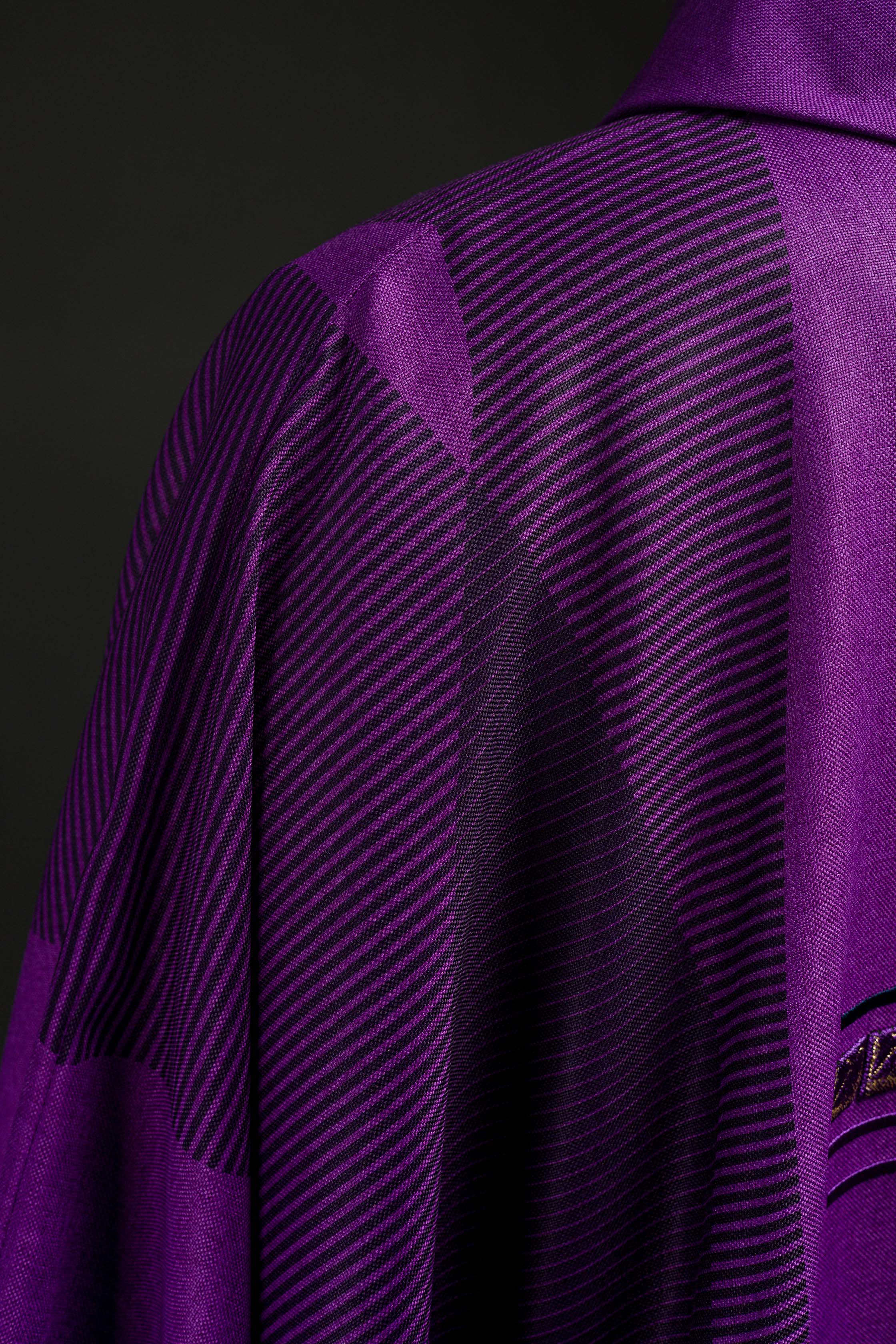 Purple chasuble with embroidery and print - CHASUBLES.COM