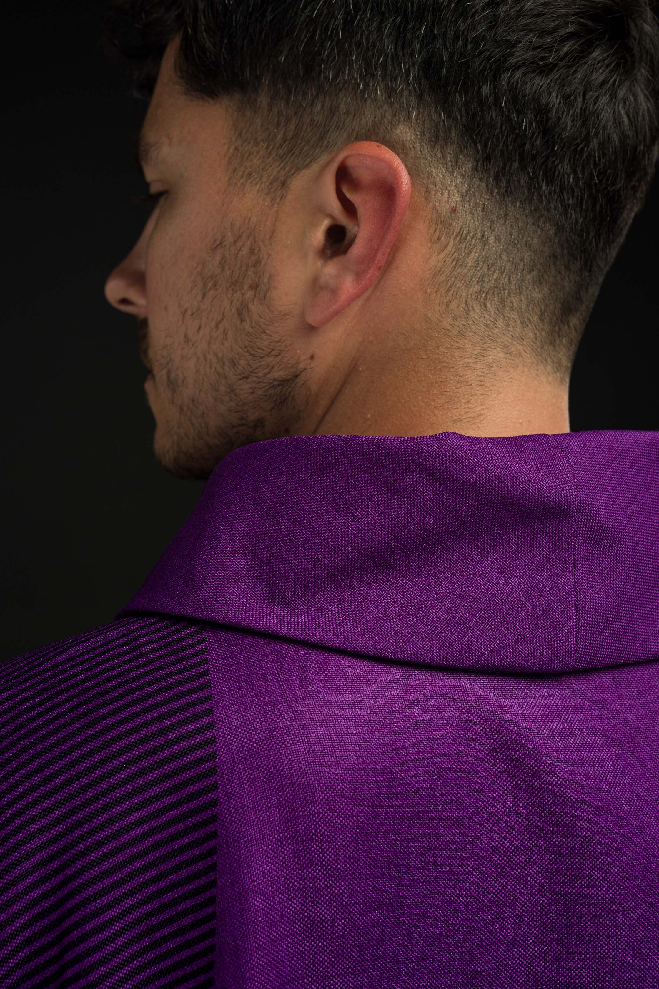Purple chasuble with embroidery and print - CHASUBLES.COM