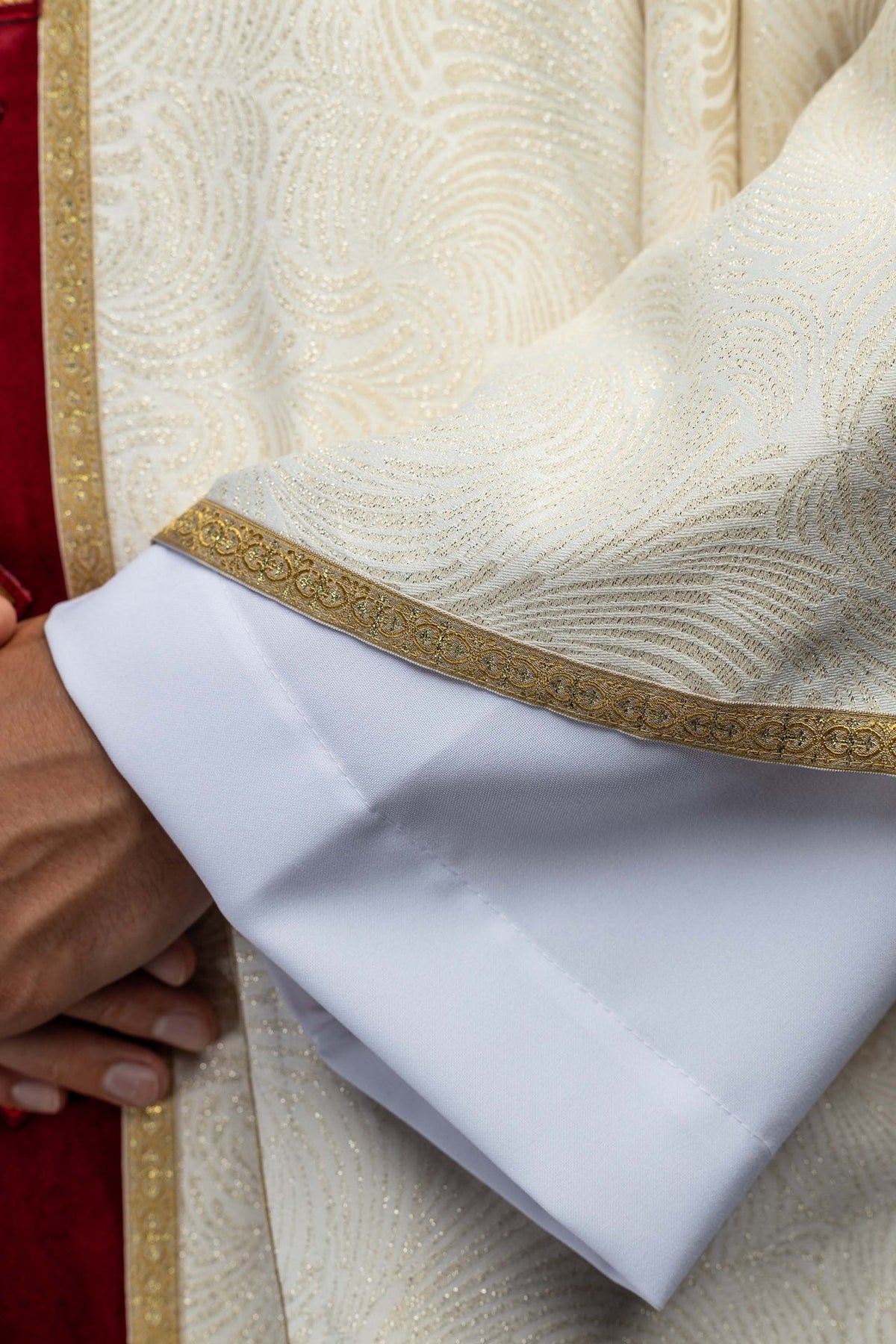 Ecru Chasuble with Natural Stones, Handmade 7012