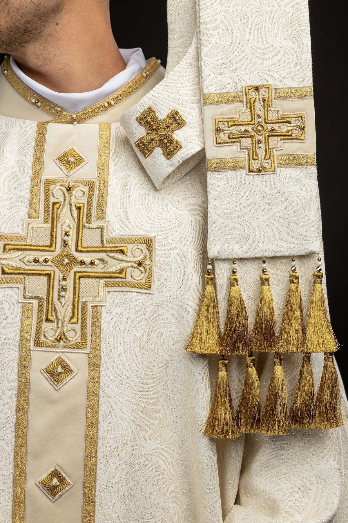 Handmade Chasuble with Natural Stones, 7012
