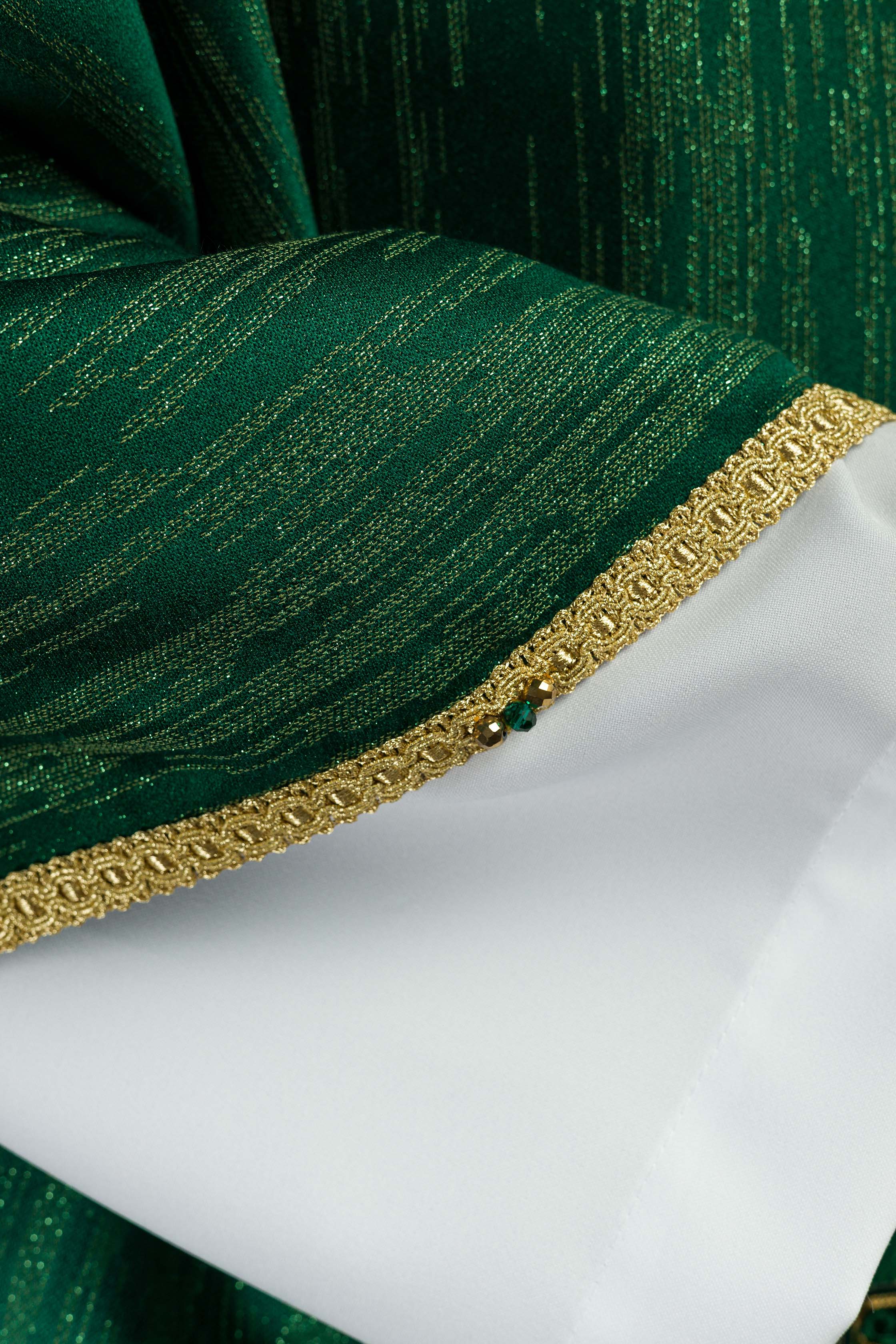 Handmade chasuble with natural stones Handmade 7015 Green - CHASUBLES.COM