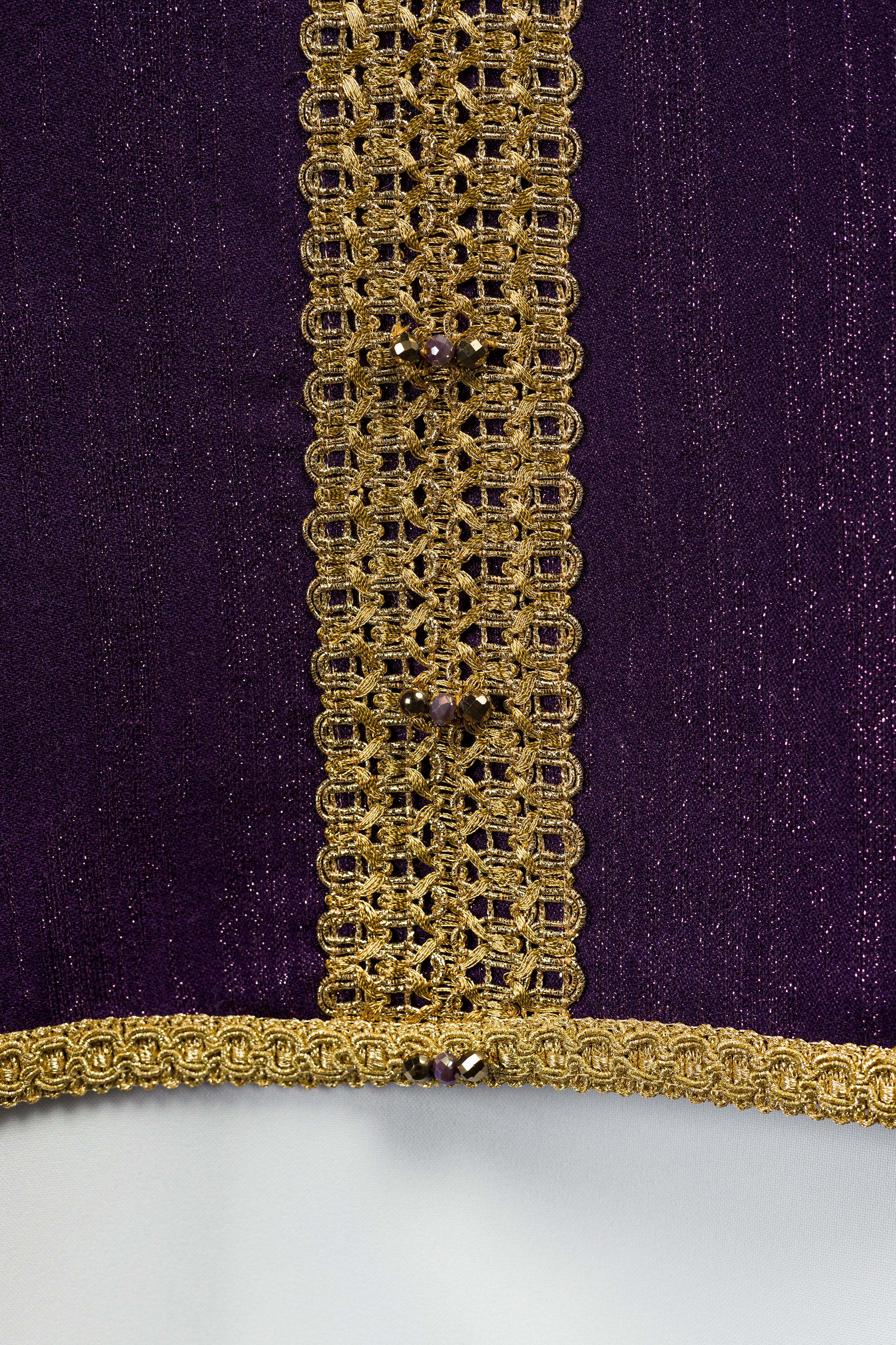 Handmade chasuble with natural stones Handmade 7015 Purple - CHASUBLES.COM