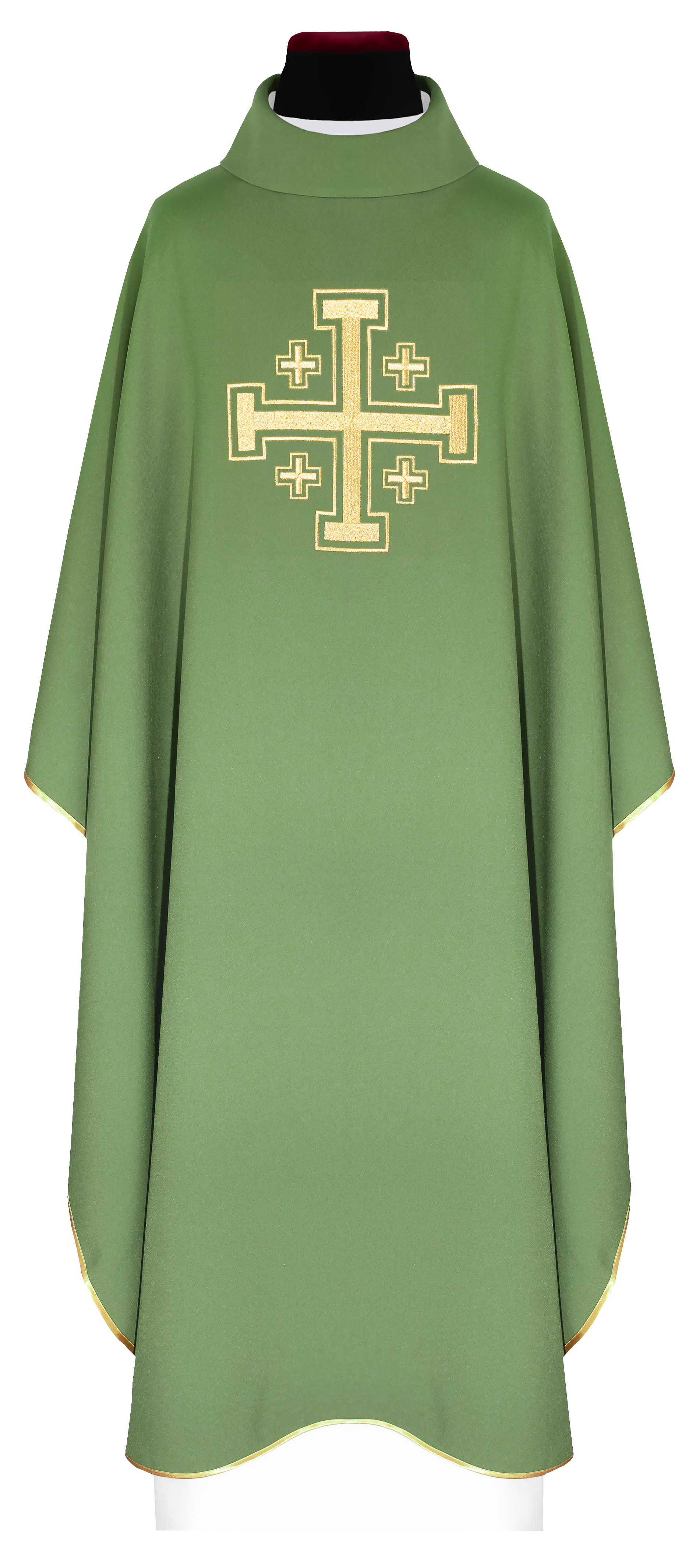 Green chasuble embroidered with a cross motif - CHASUBLES.COM