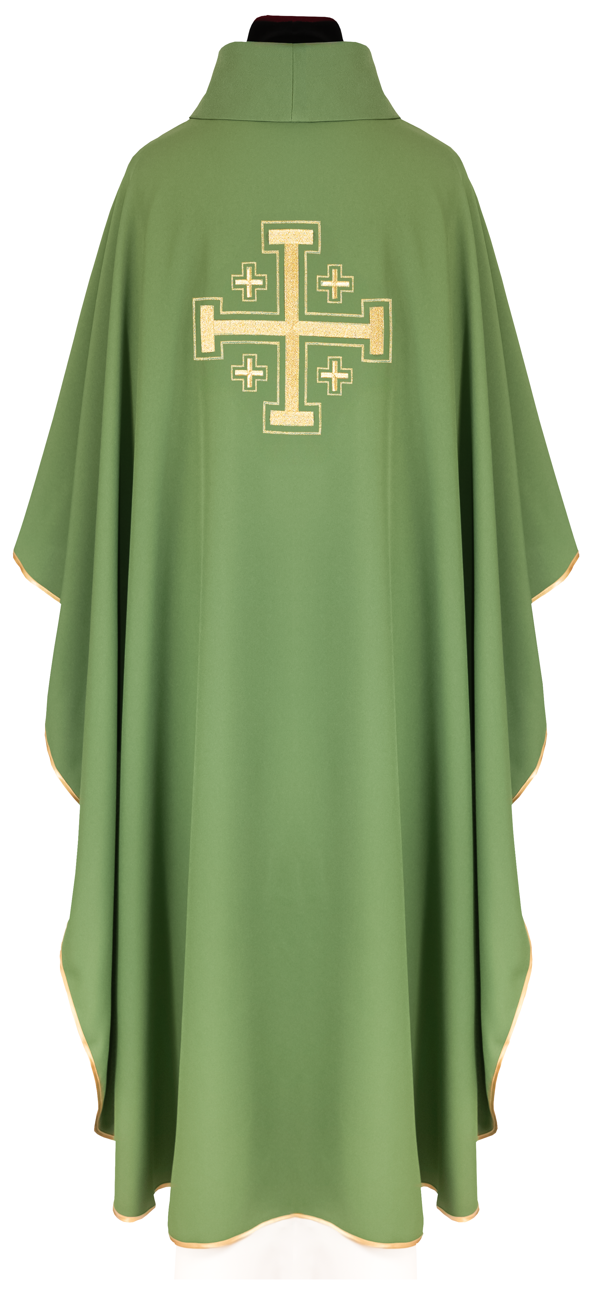 Green chasuble embroidered with a cross motif - CHASUBLES.COM