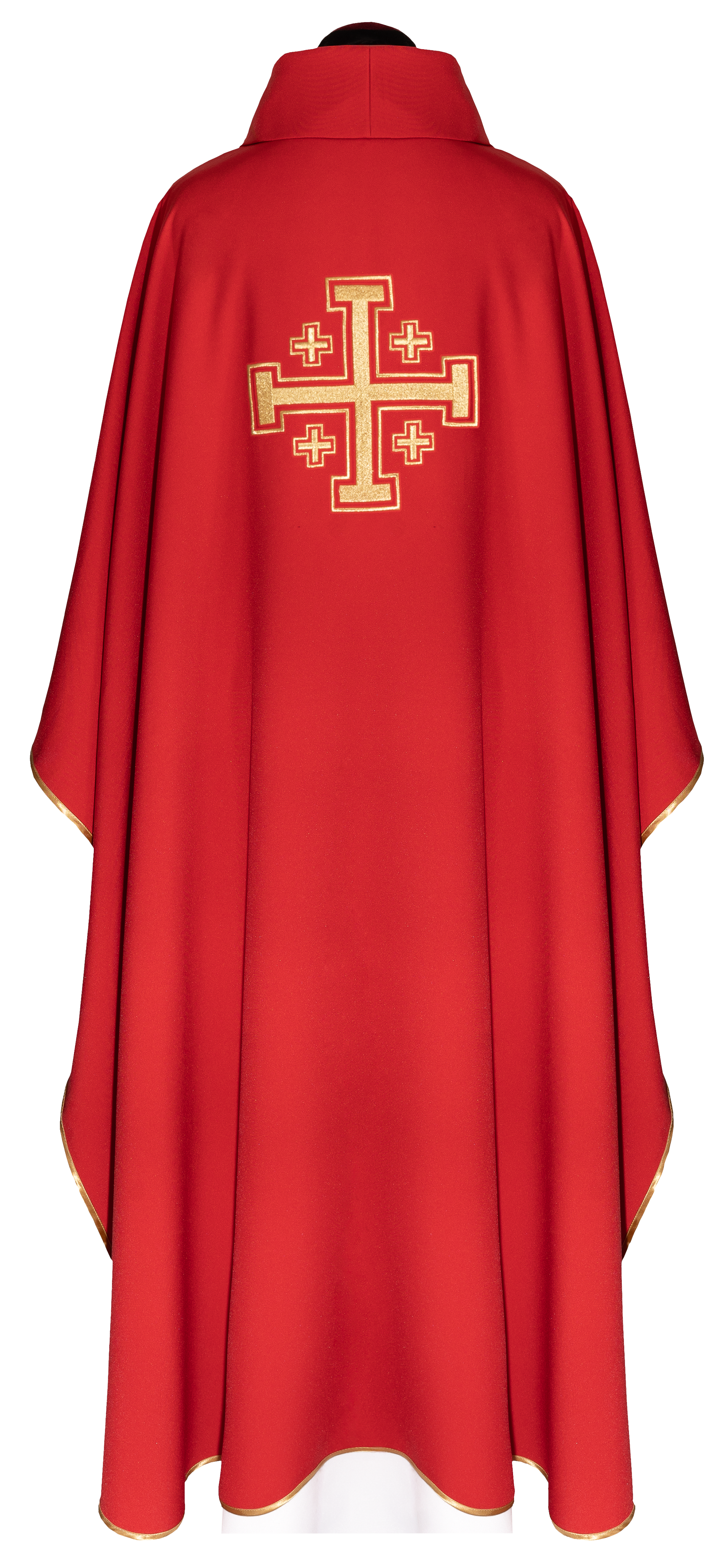Red chasuble embroidered with a cross motif - CHASUBLES.COM