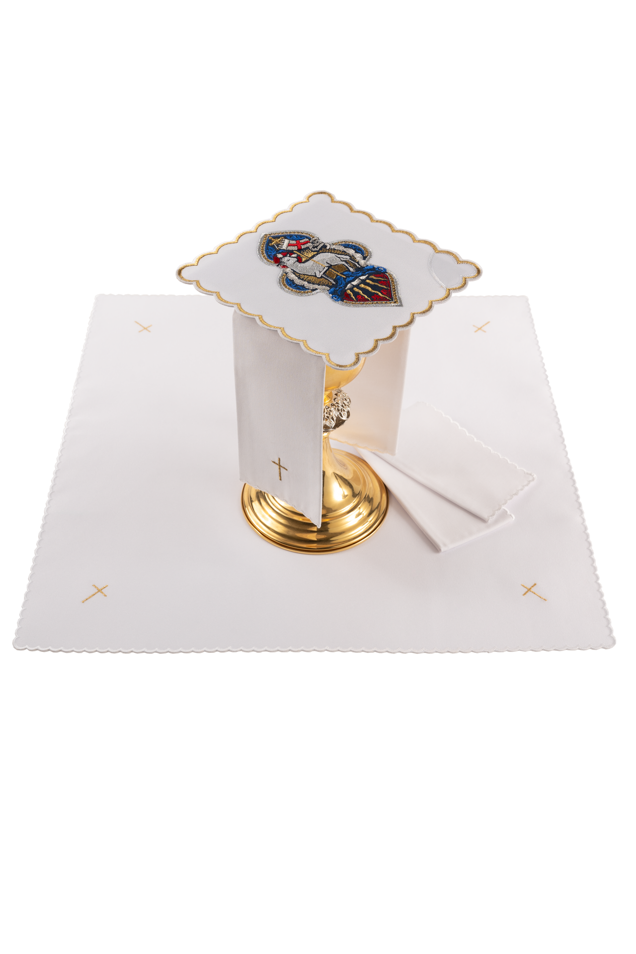 Embroidered Easter chalice linens set with the Lamb of God