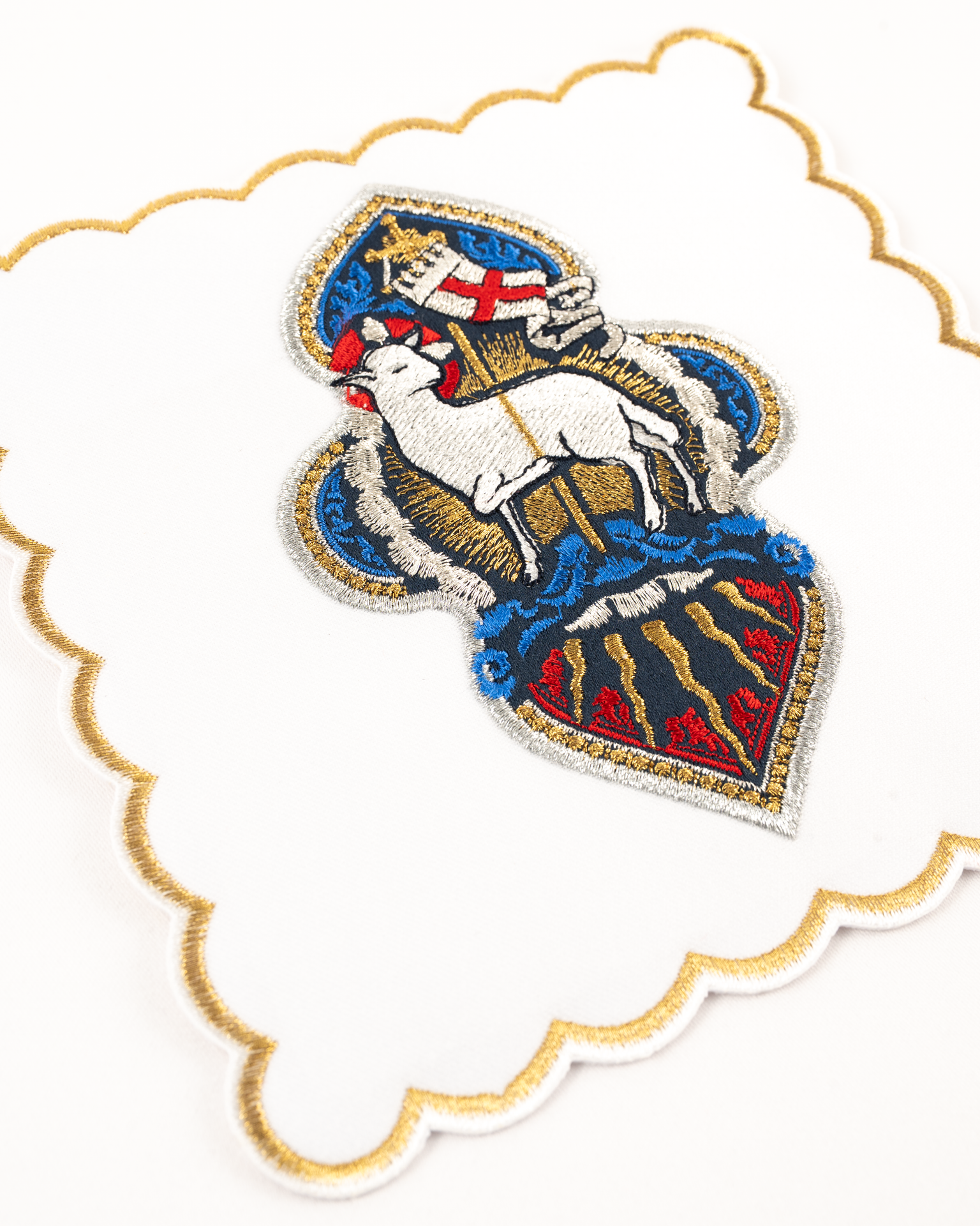Embroidered Easter chalice linens set with the Lamb of God