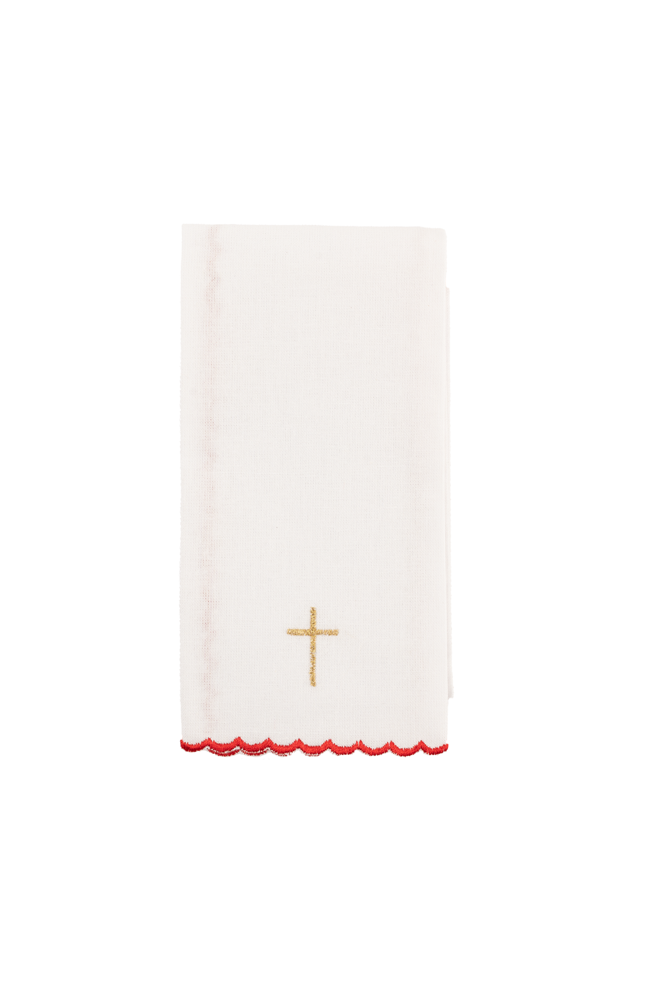 Red chalice linens set with the embroidered Holy Spirit