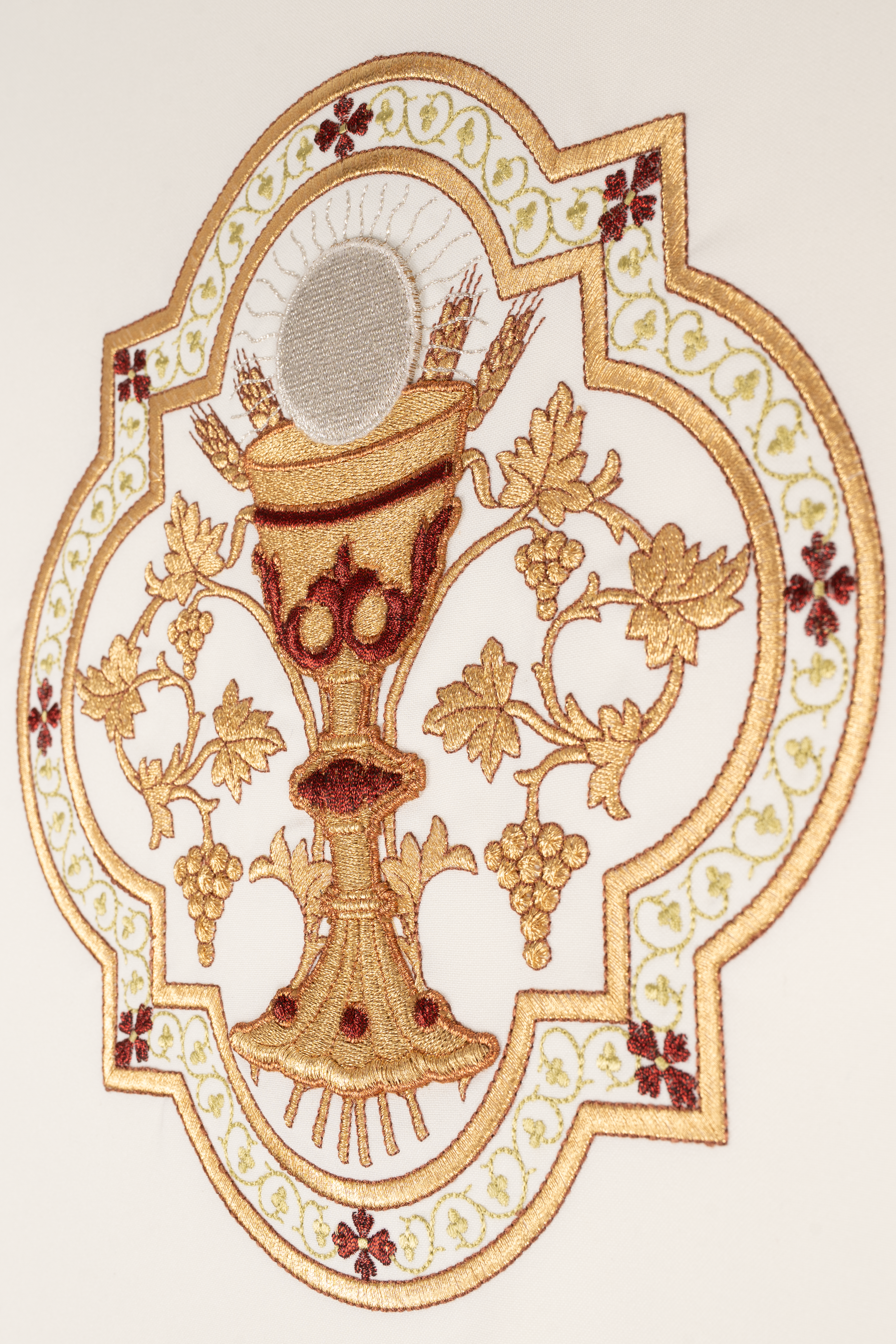 Embroidered chasuble with a Eucharistic Chalice and IHS motif
