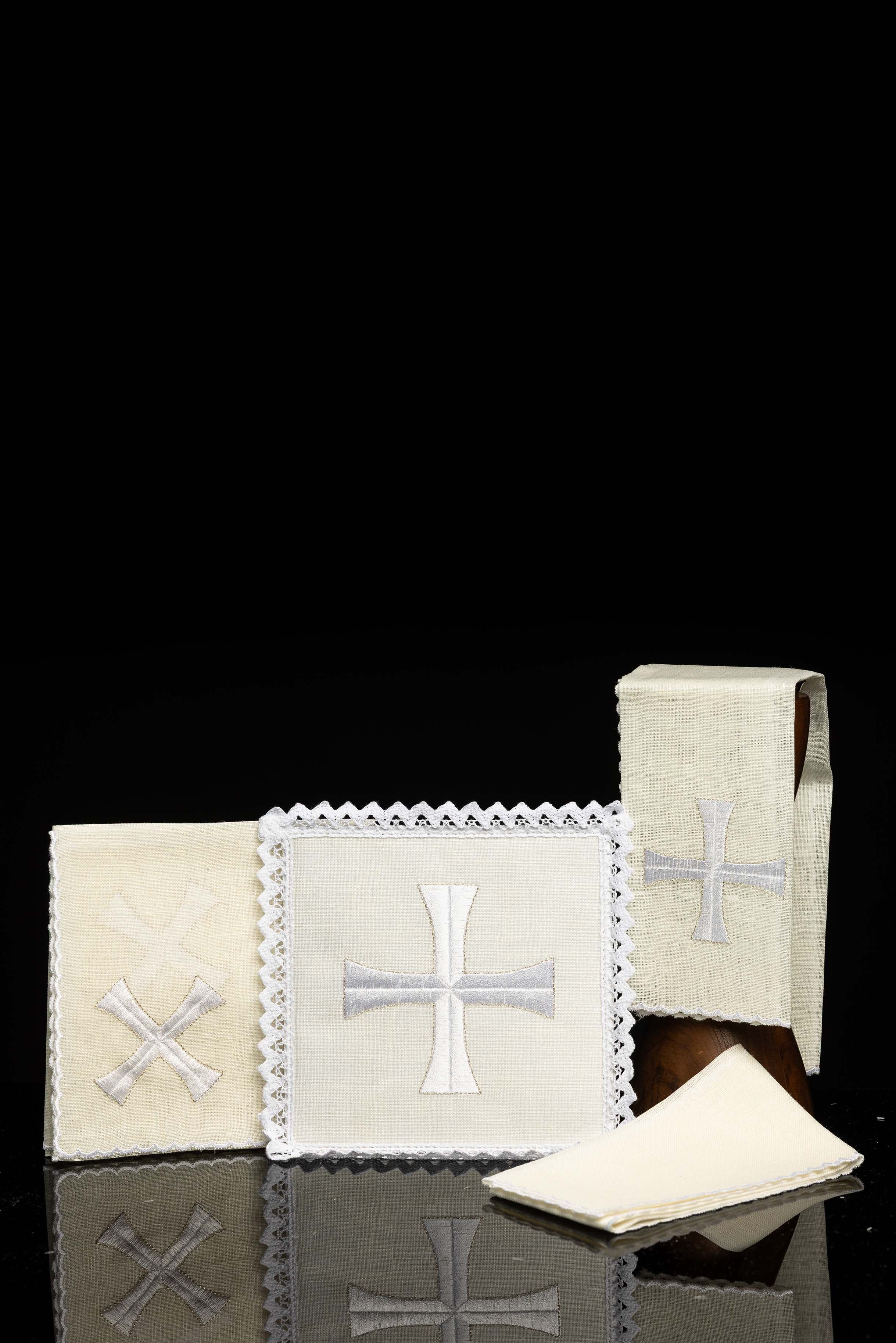 Chalice Linens with Delicate Cross Embroidery