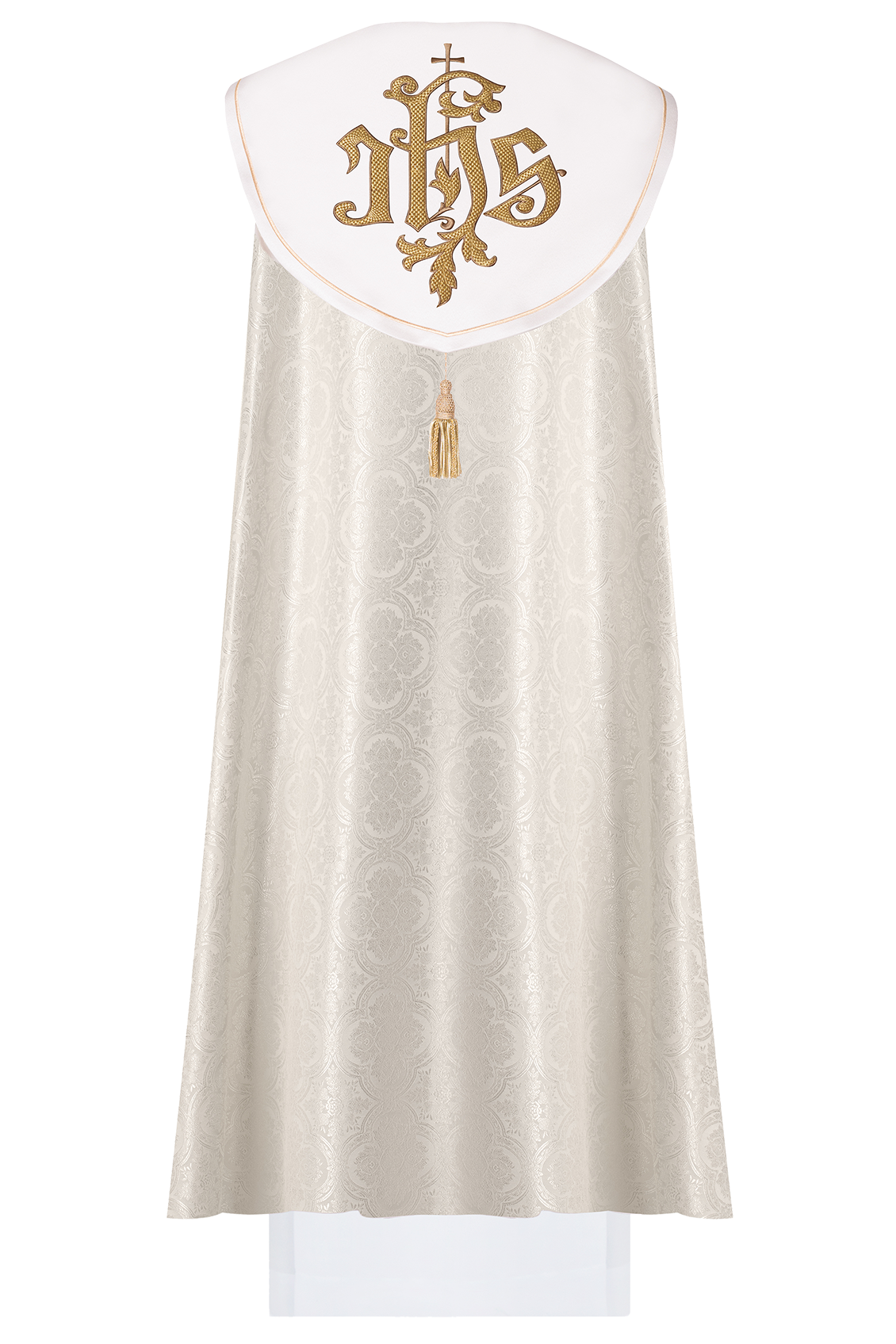 Ecru kapa liturgiczna z złotym IHS - ORNATY.PL