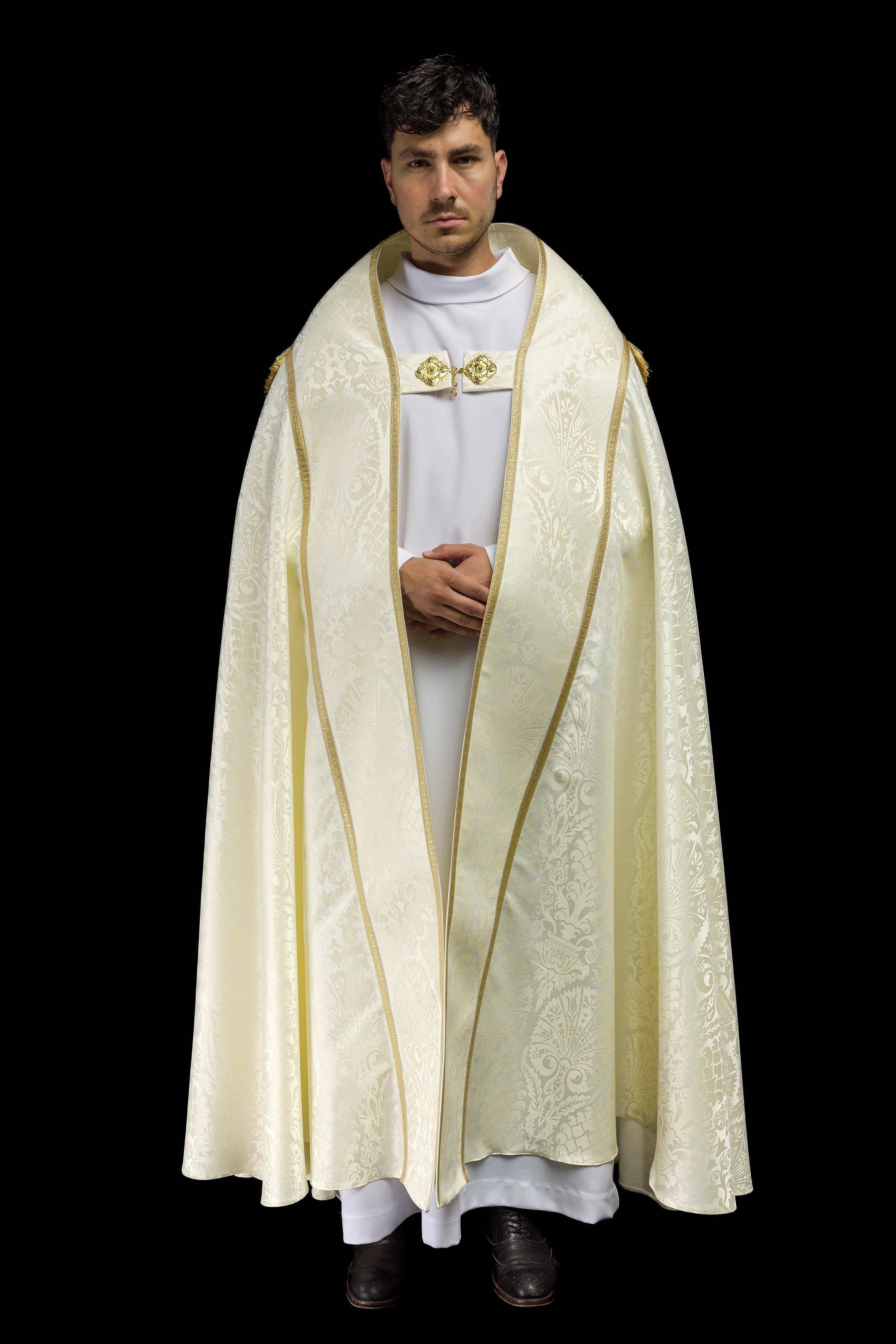 Smooth Ecru Jacquard Roman Cope - CHASUBLES.COM