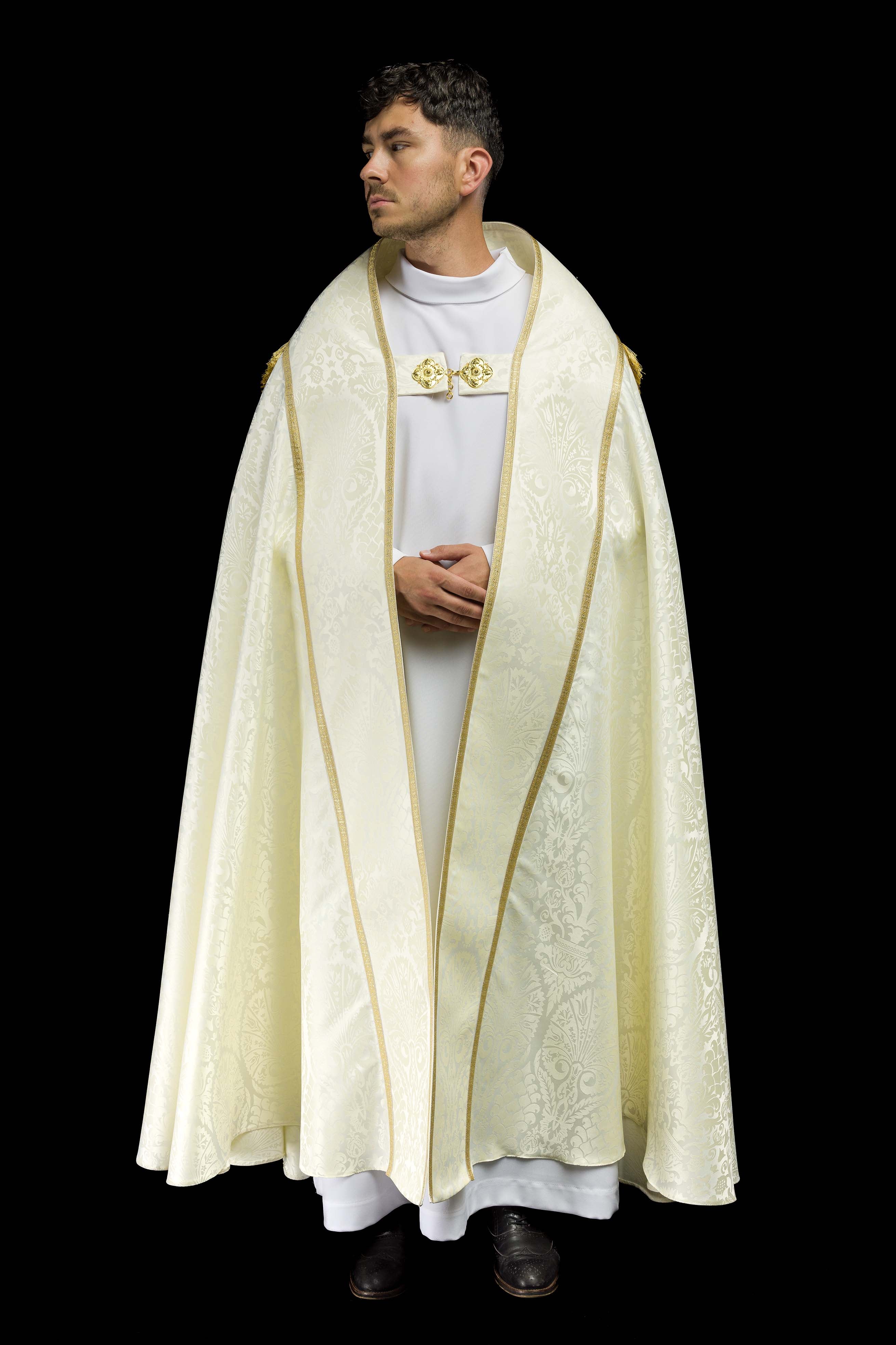 Smooth Ecru Jacquard Roman Cope - CHASUBLES.COM