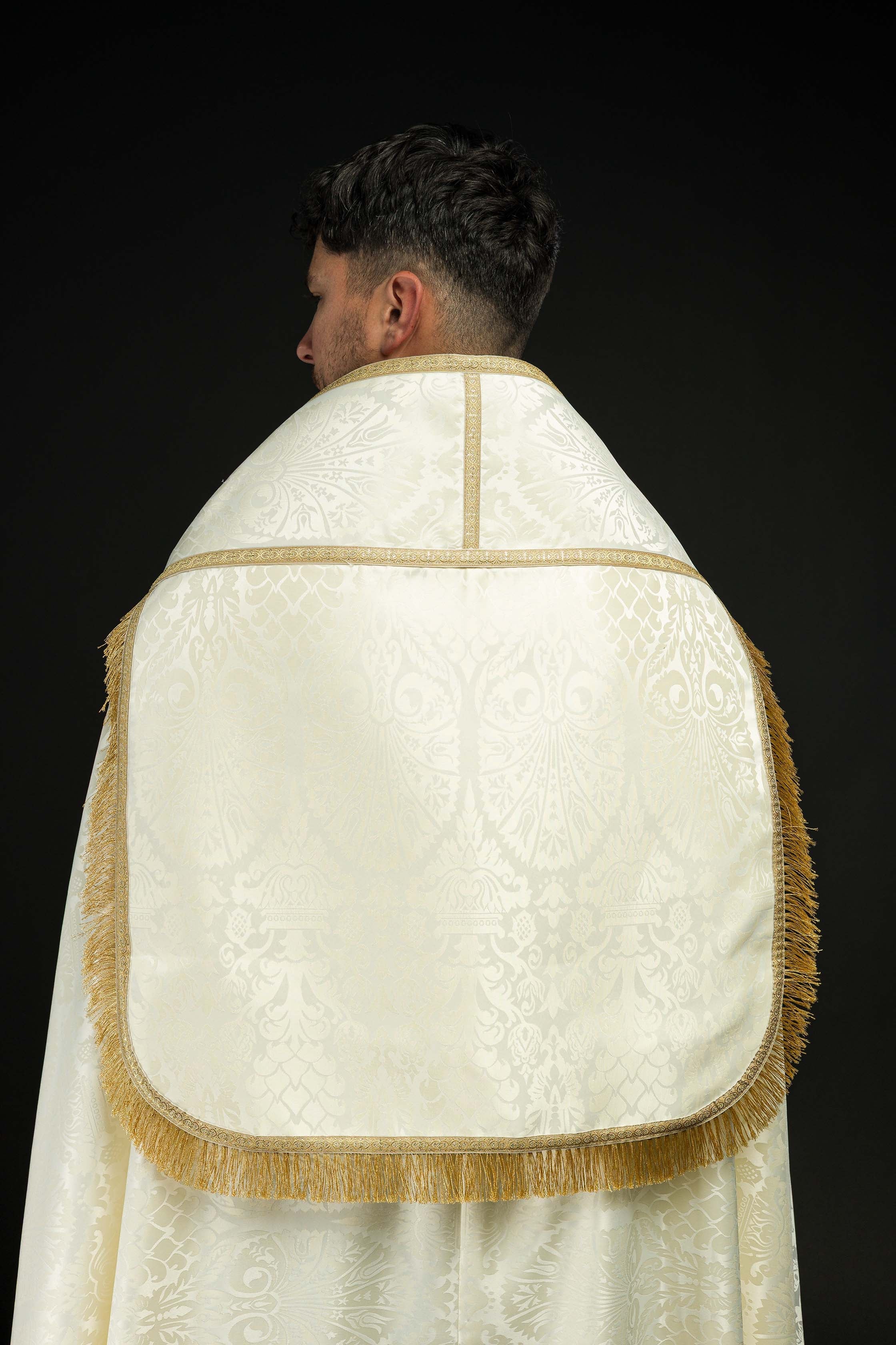 Smooth Ecru Jacquard Roman Cope - CHASUBLES.COM