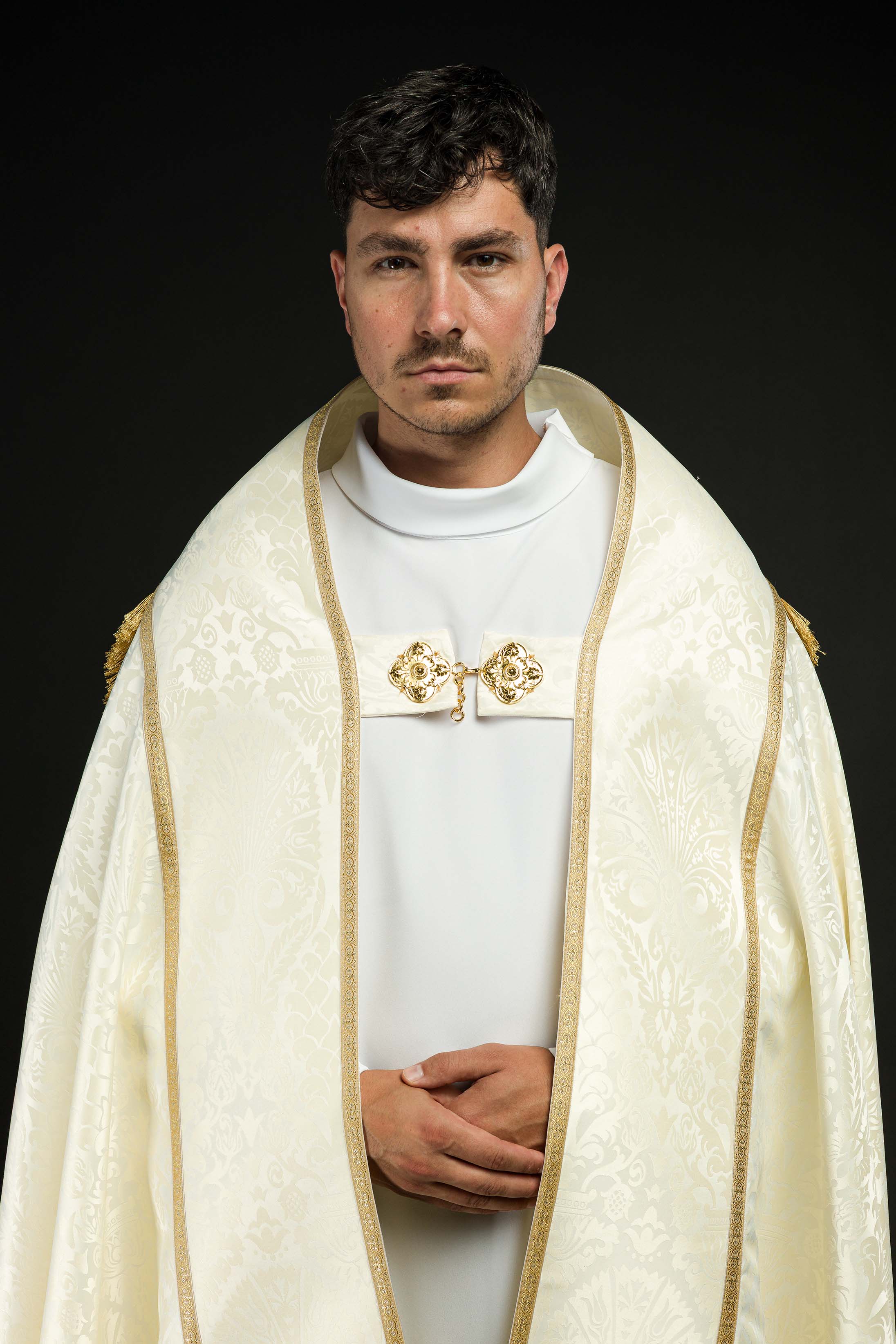 Smooth Ecru Jacquard Roman Cope - CHASUBLES.COM