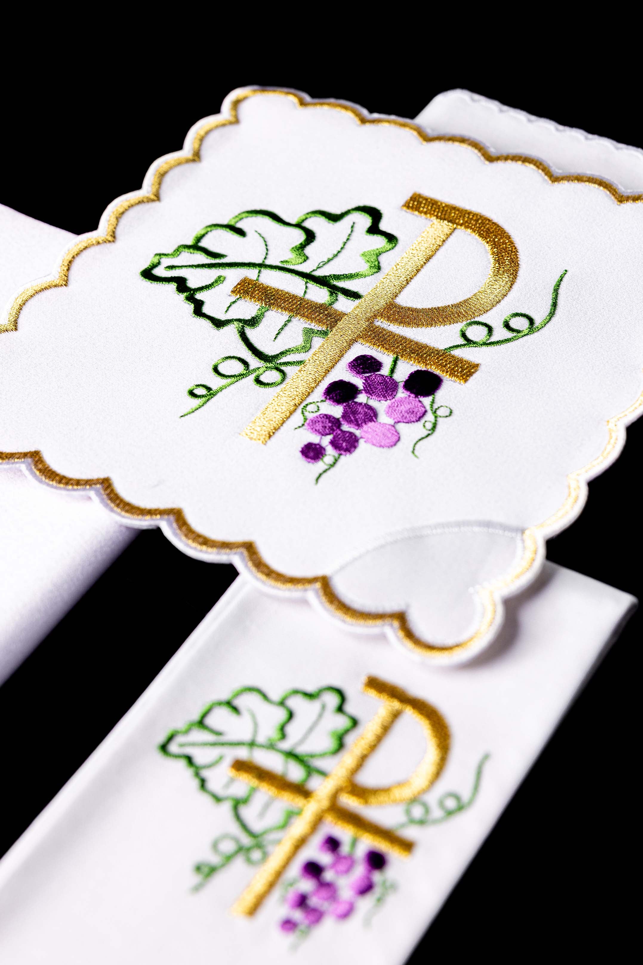 Chalice Linens with PAX and Grapevine Embroidery