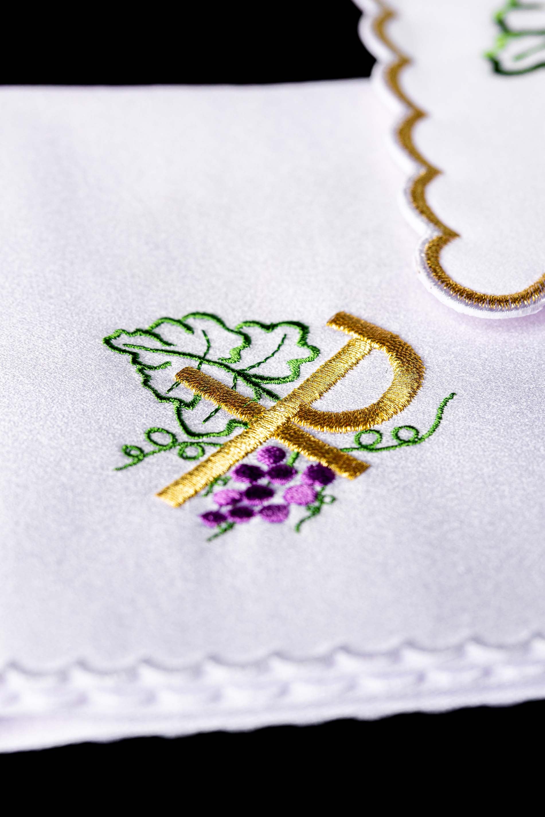 Chalice Linens with PAX and Grapevine Embroidery