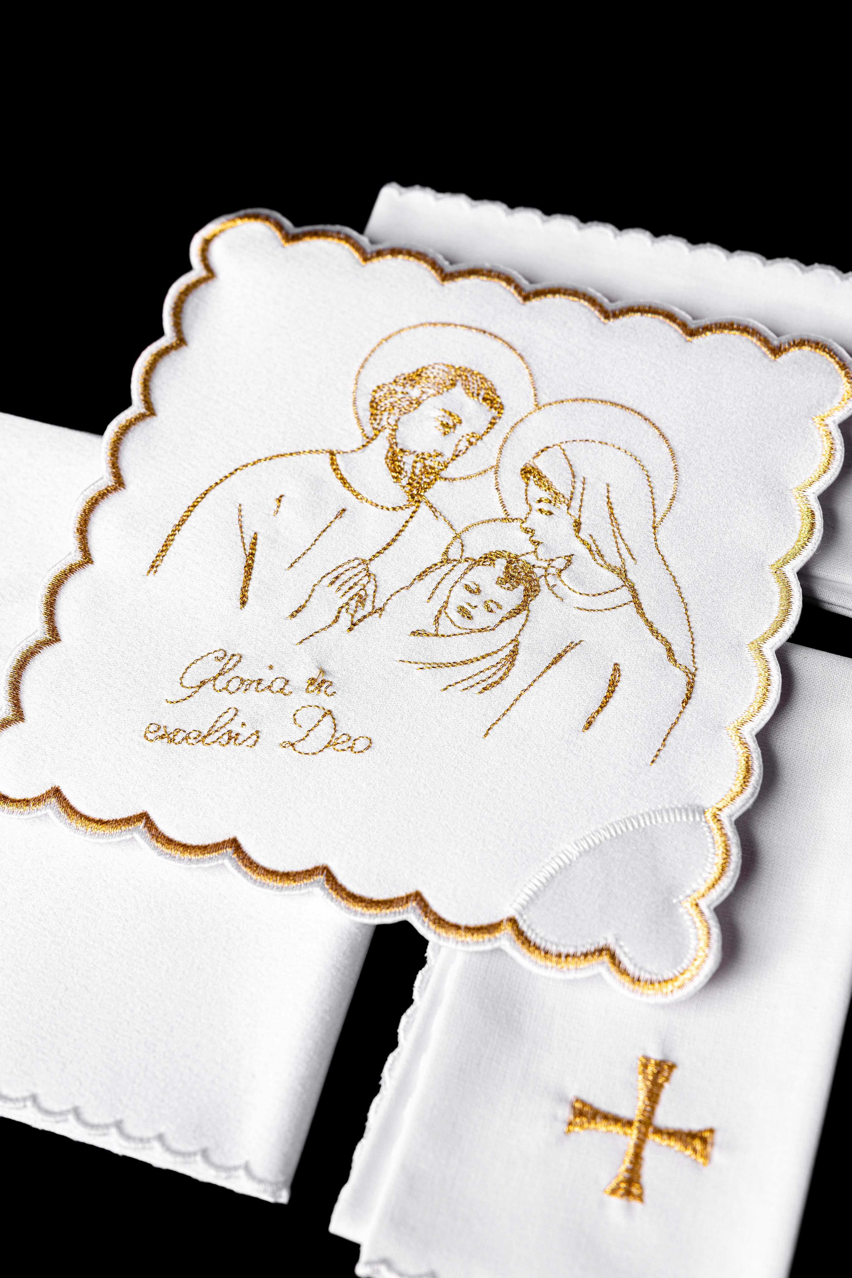 Chalice Linens with Golden Christmas Embroidery