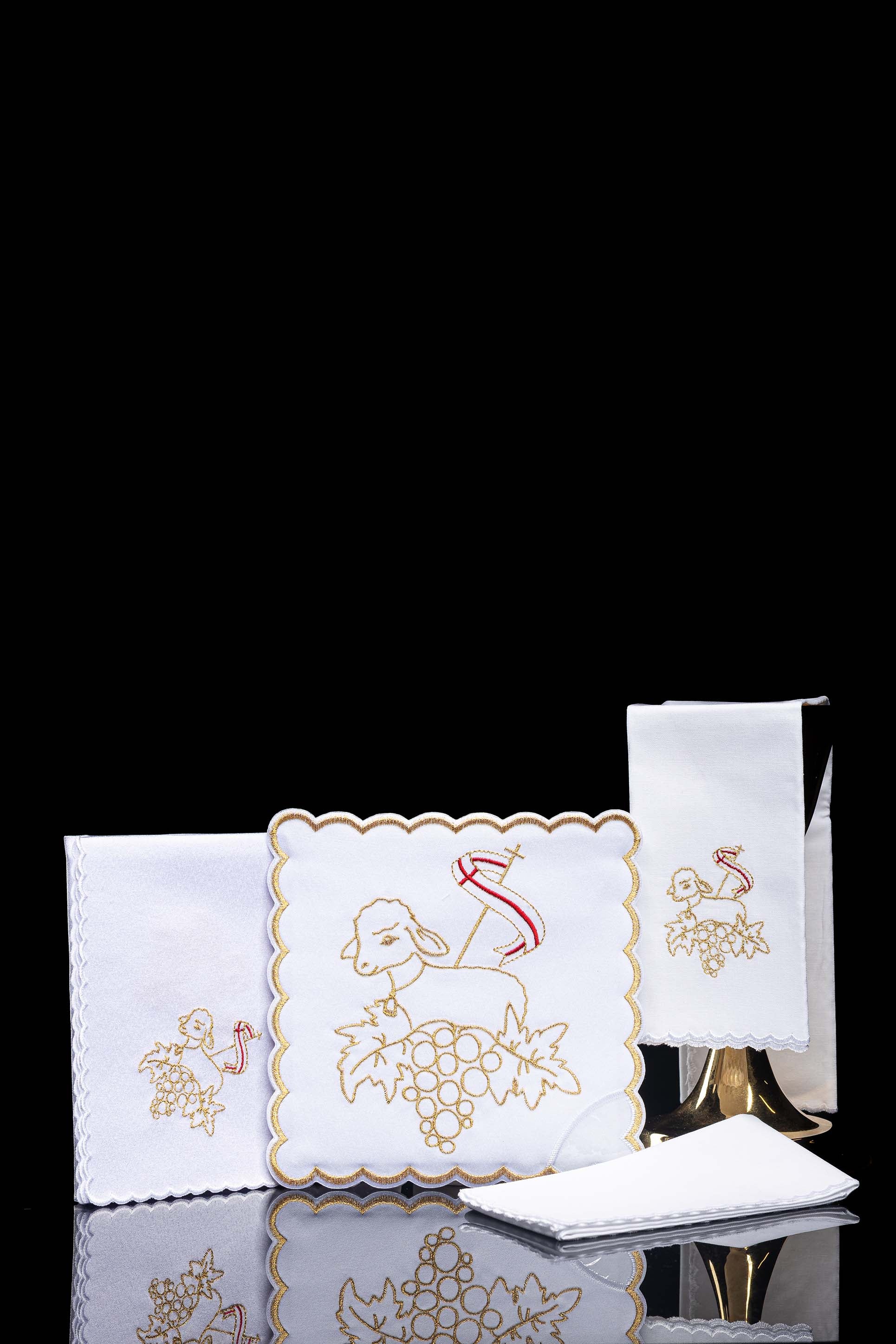 Chalice Linens embroidered with the Lamb of God symbol