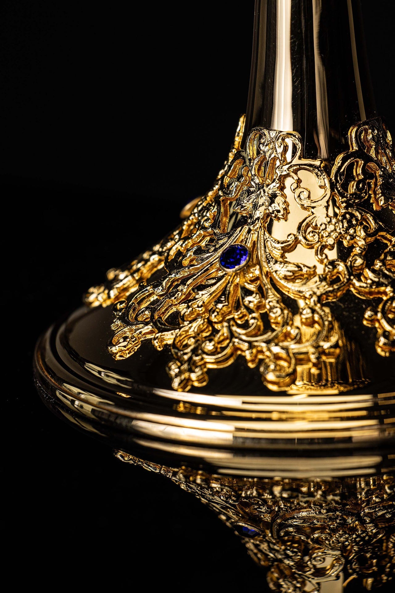 Handcrafted Gold-Plated Mass Chalice Adorned with Sapphires