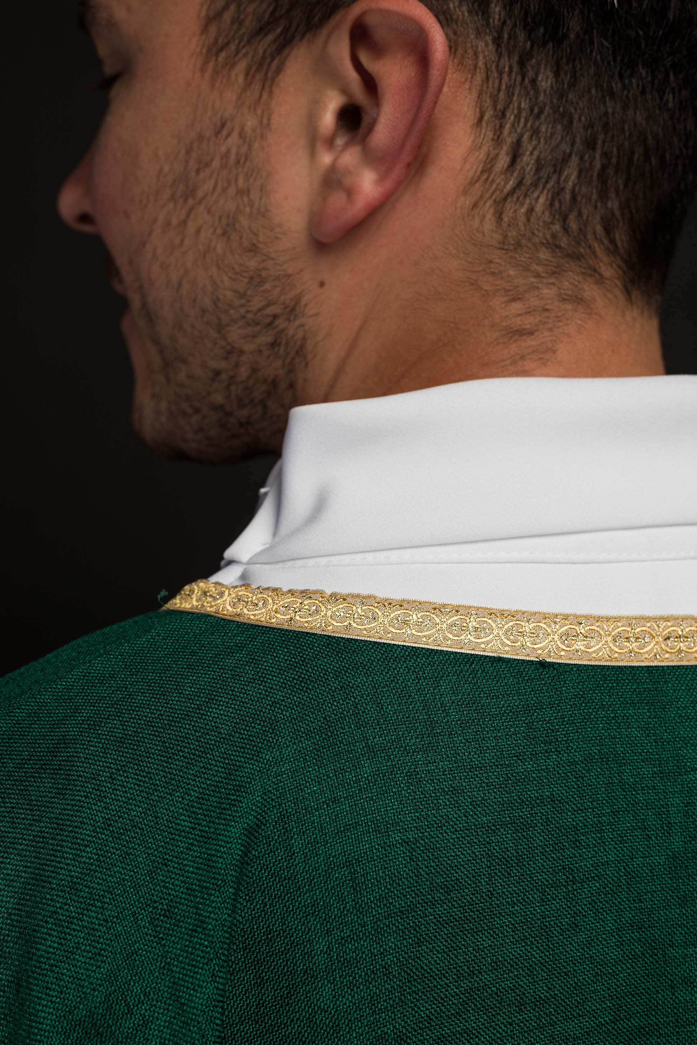 Green Liturgical Chasuble with Gold IHS Embroidery - CHASUBLES.COM