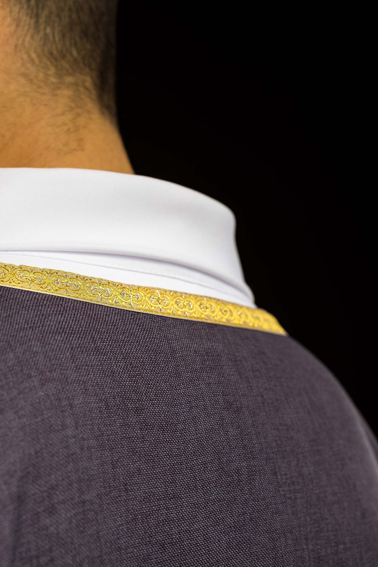 Purple liturgical chasuble with gold IHS embroidery - CHASUBLES.COM