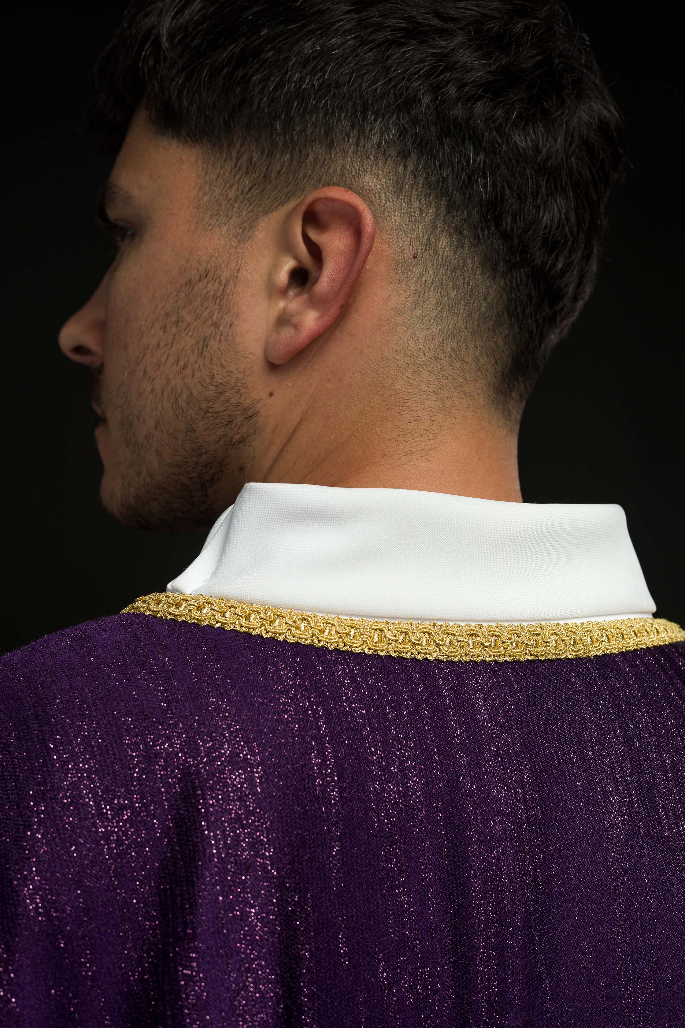 Purple Liturgical Chasuble with Embroidered Cross – Decorative Fabric
