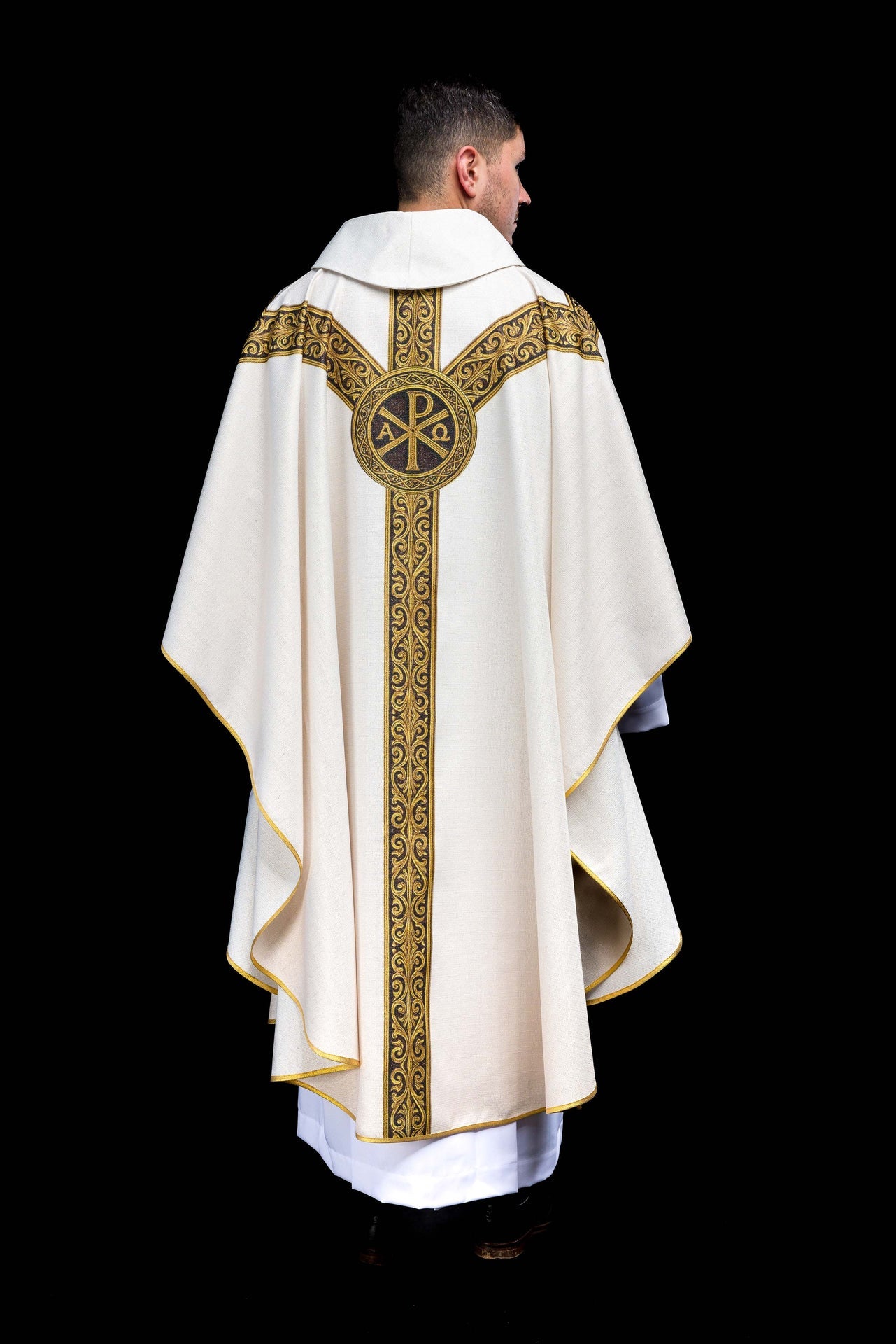 Printed Chasuble “Pax” Ecru with Rich Gold Ornamentation