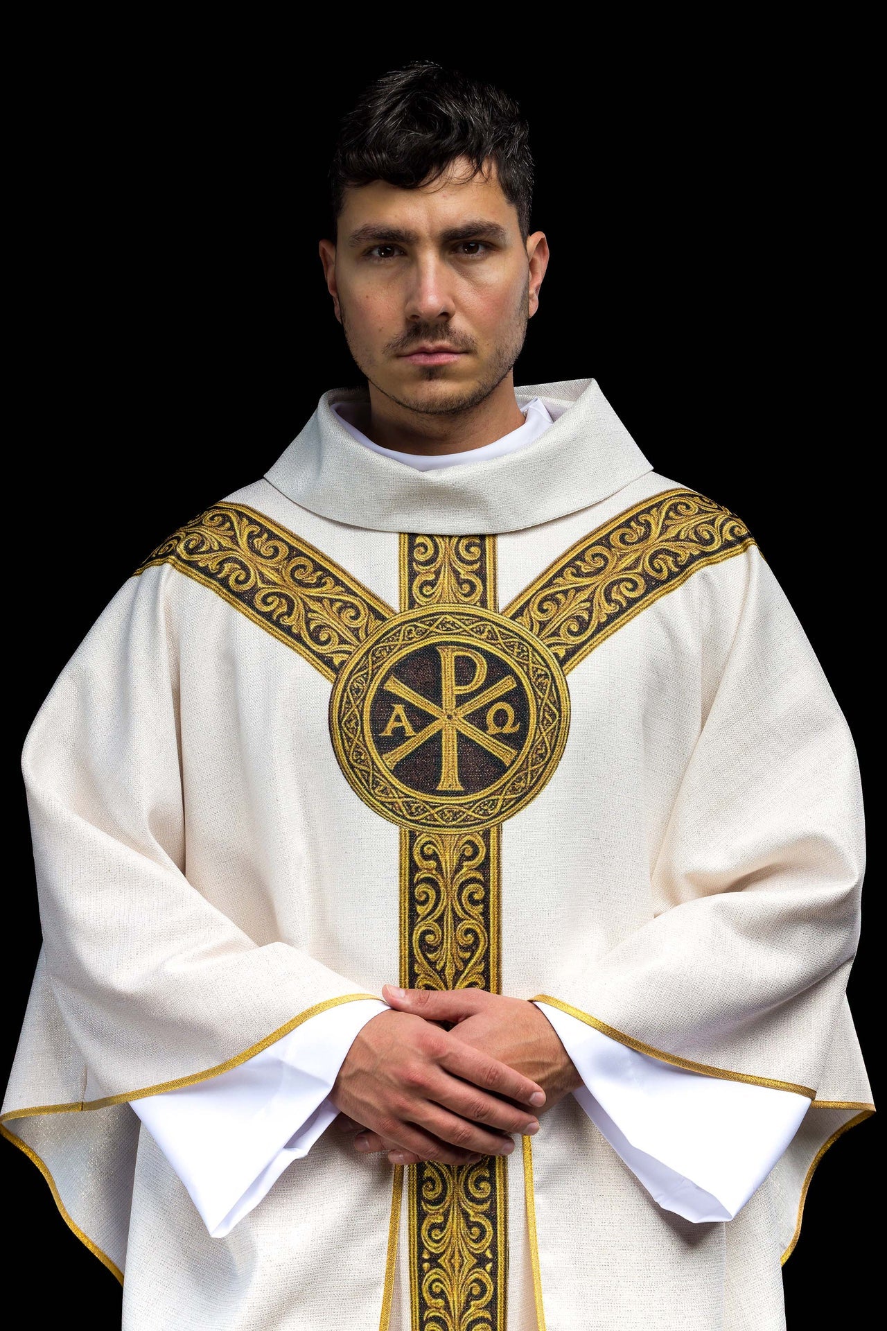 Printed Chasuble “Pax” Ecru with Rich Gold Ornamentation