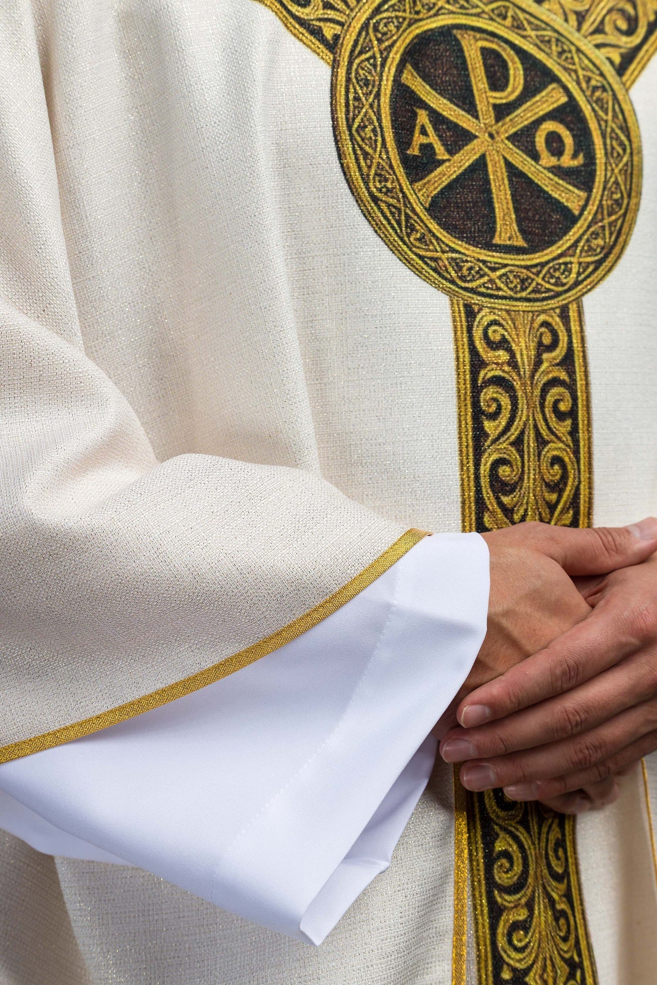 Printed Chasuble “Pax” Ecru with Rich Gold Ornamentation