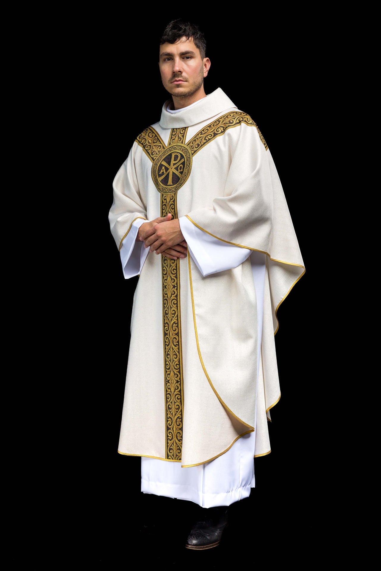 Printed Chasuble “Pax” Ecru with Rich Gold Ornamentation