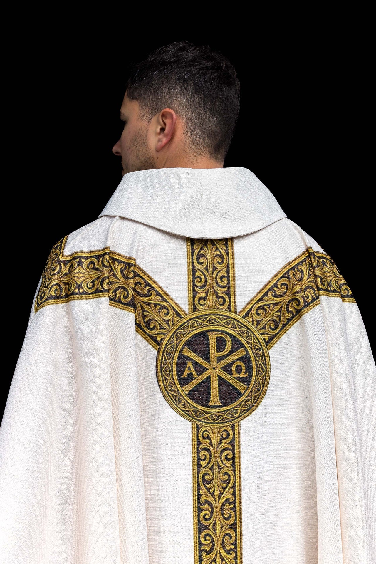 Printed Chasuble “Pax” Ecru with Rich Gold Ornamentation