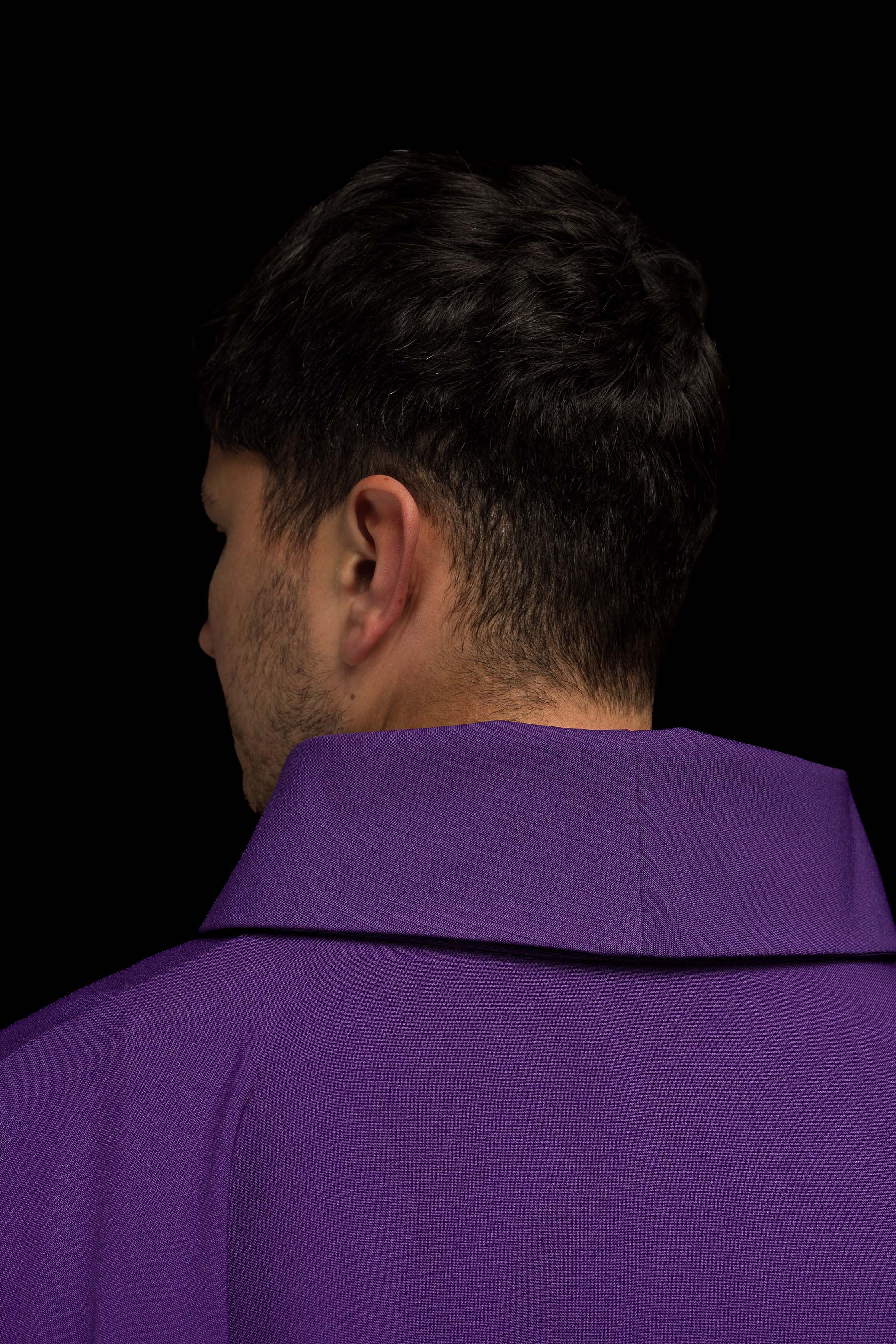 Purple chasuble embroidered with the symbol of Cross IHS - CHASUBLES.COM