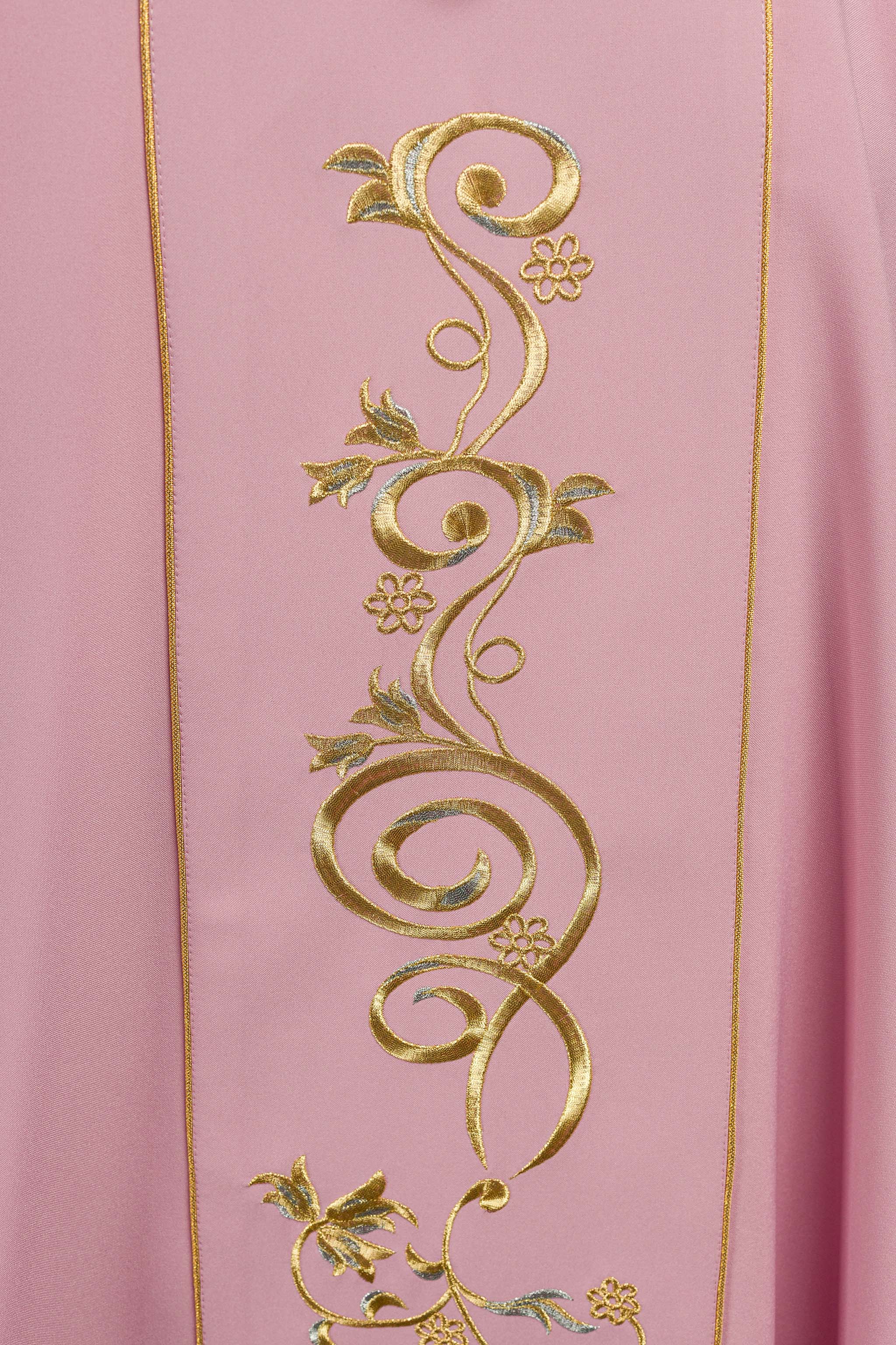 Pink chasuble with classic IHS embroidery