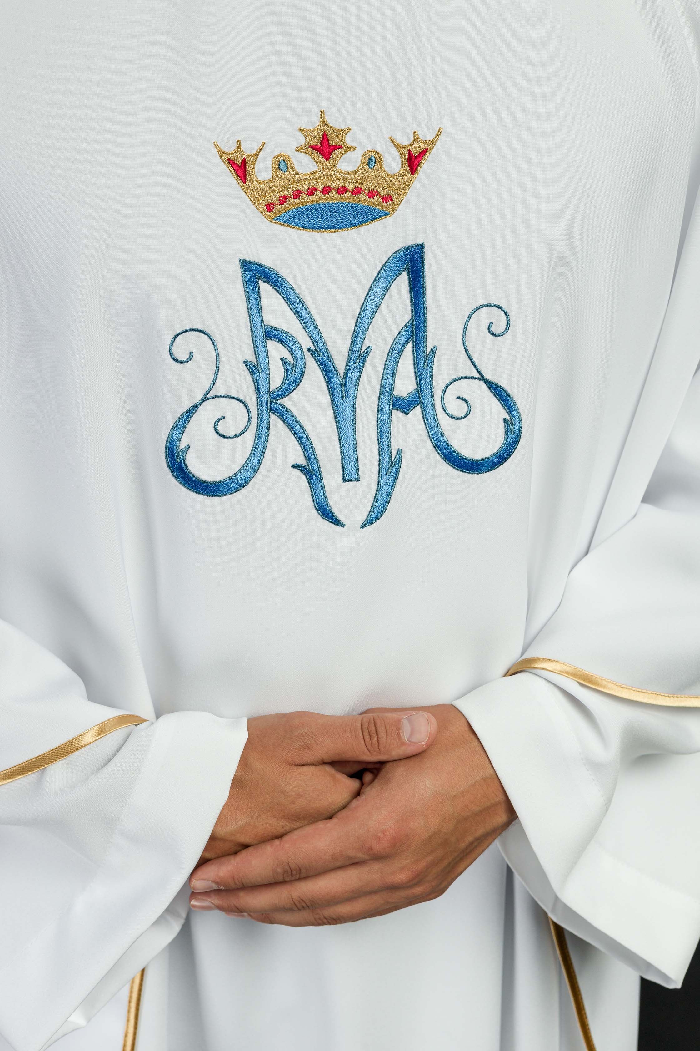 White liturgical Marian chasuble