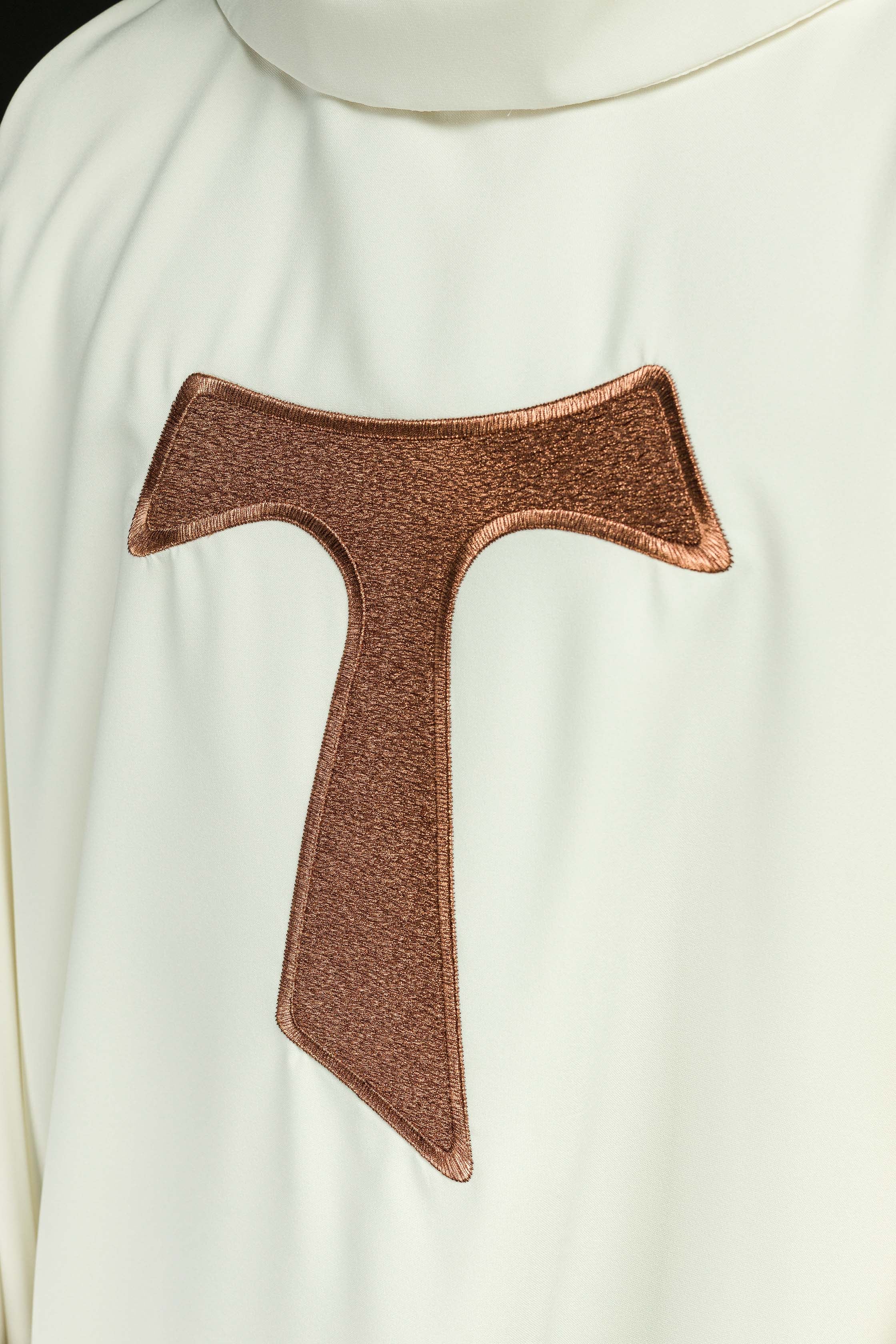 Liturgical chasuble with a Franciscan cross in ecru - CHASUBLES.COM