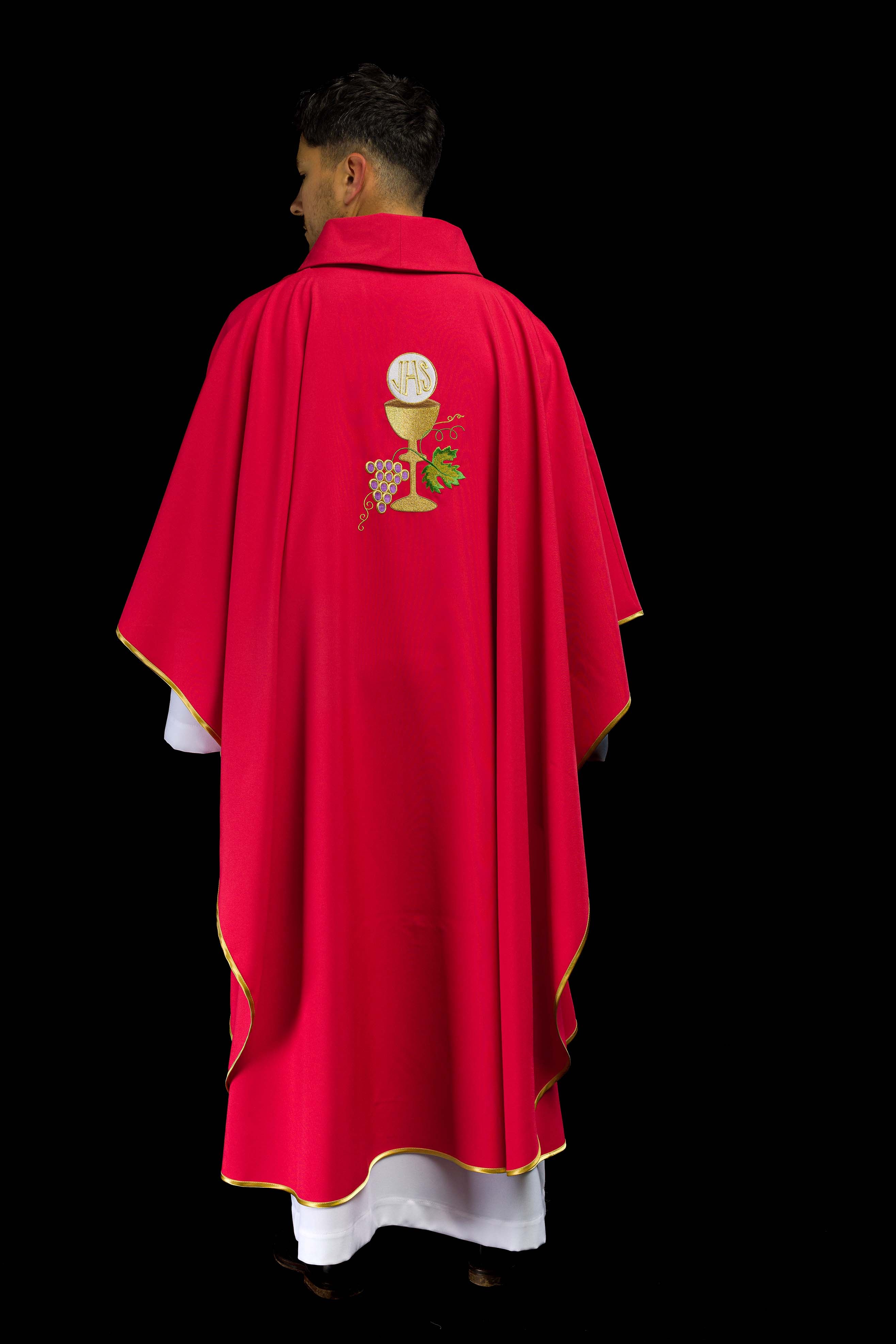 Chasuble Chalice Cross and Grapes in red - CHASUBLES.COM