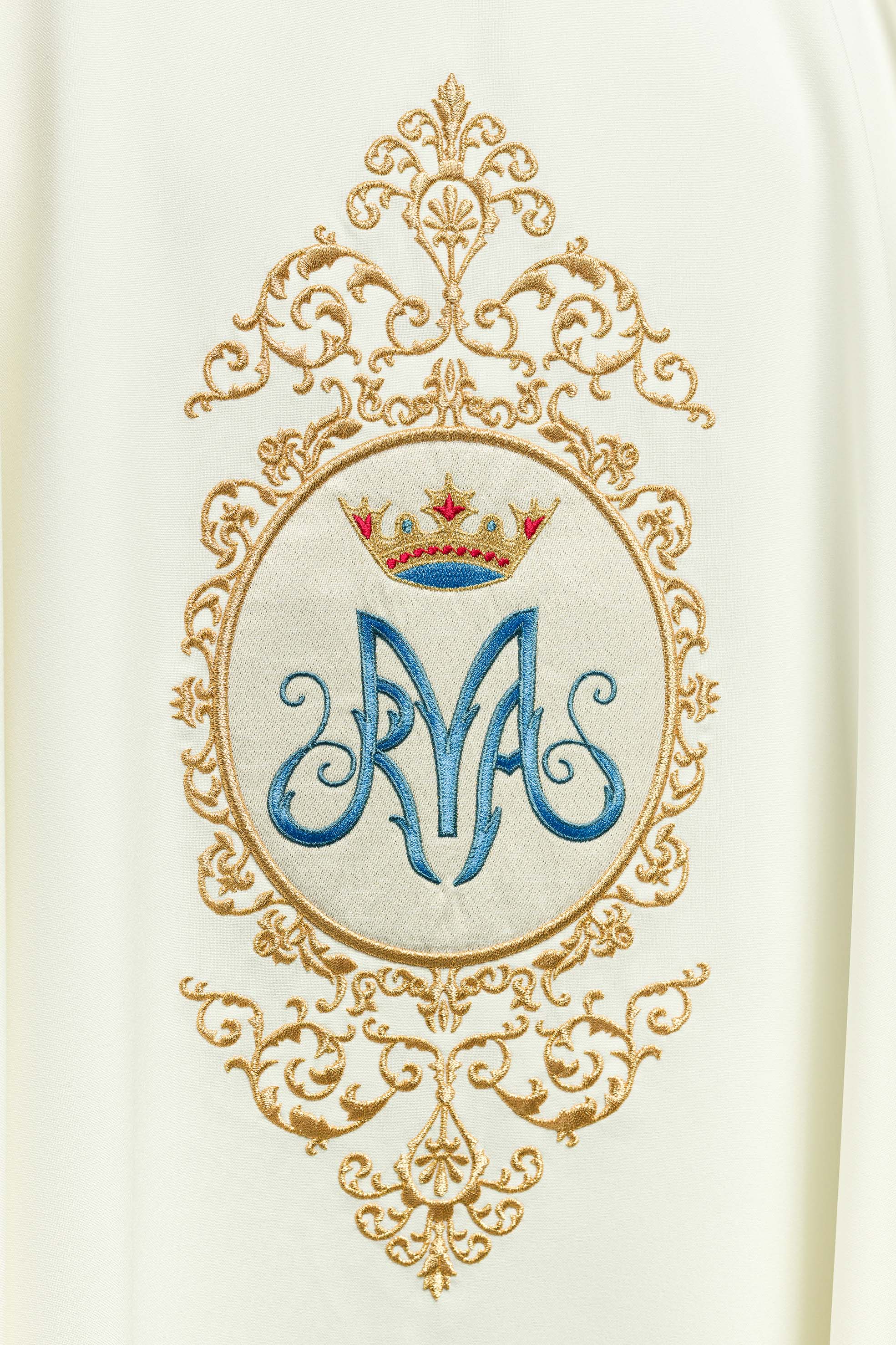 Chasuble with Marian motif framed by gold embroidery - CHASUBLES.COM
