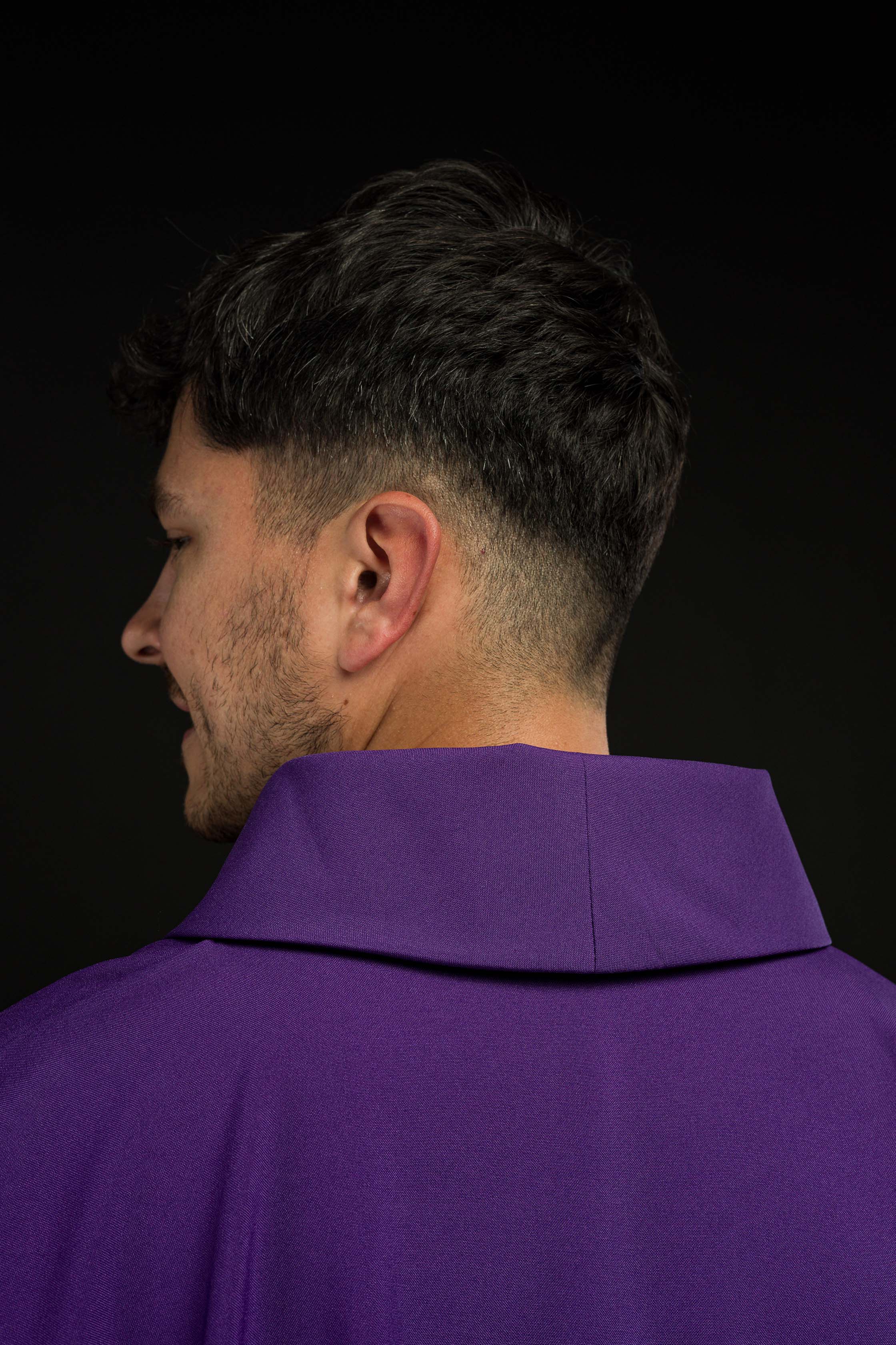 Chasuble embroidered with IHS symbol in purple - CHASUBLES.COM