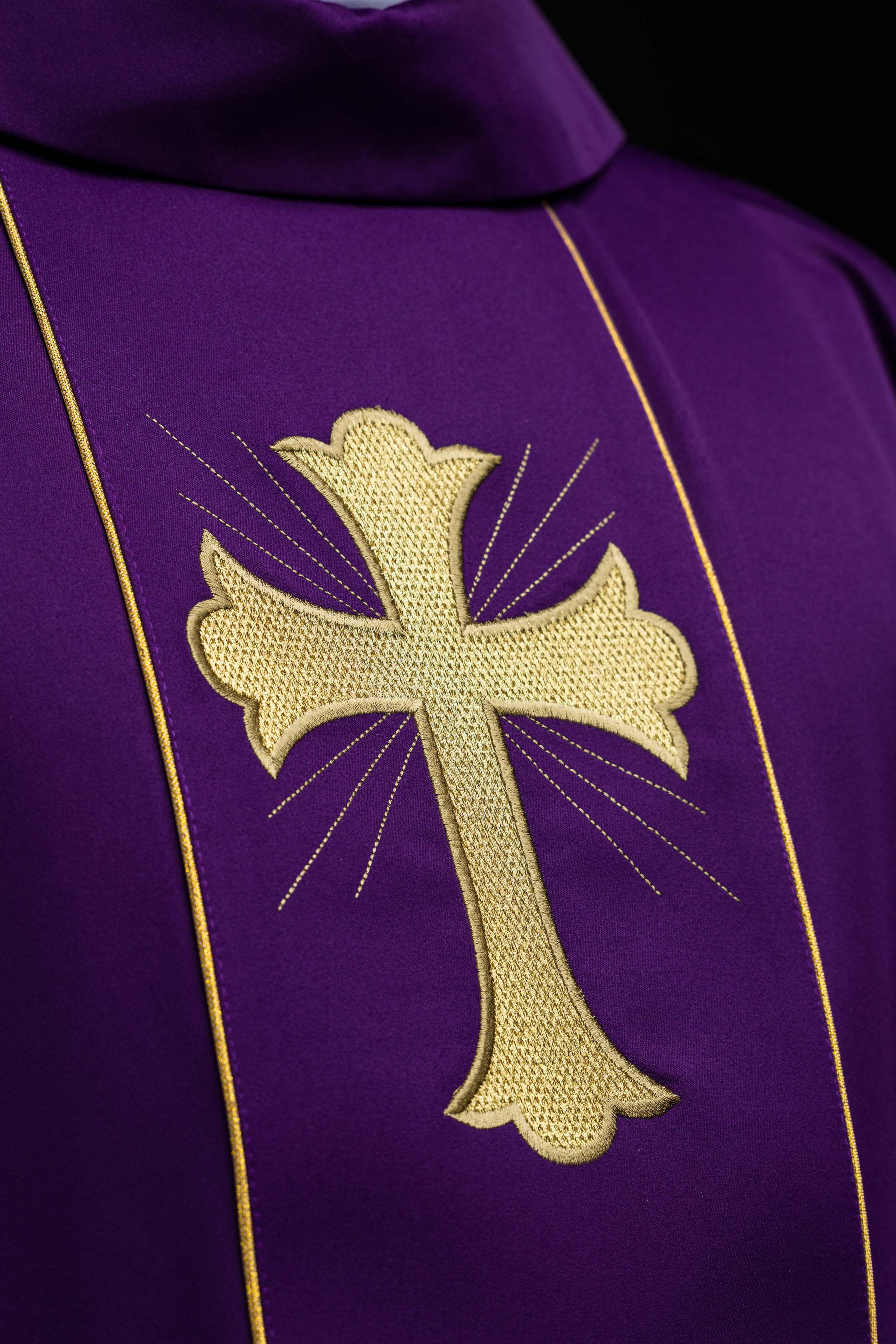 Chasuble Cross and Ears of Wheat in purple