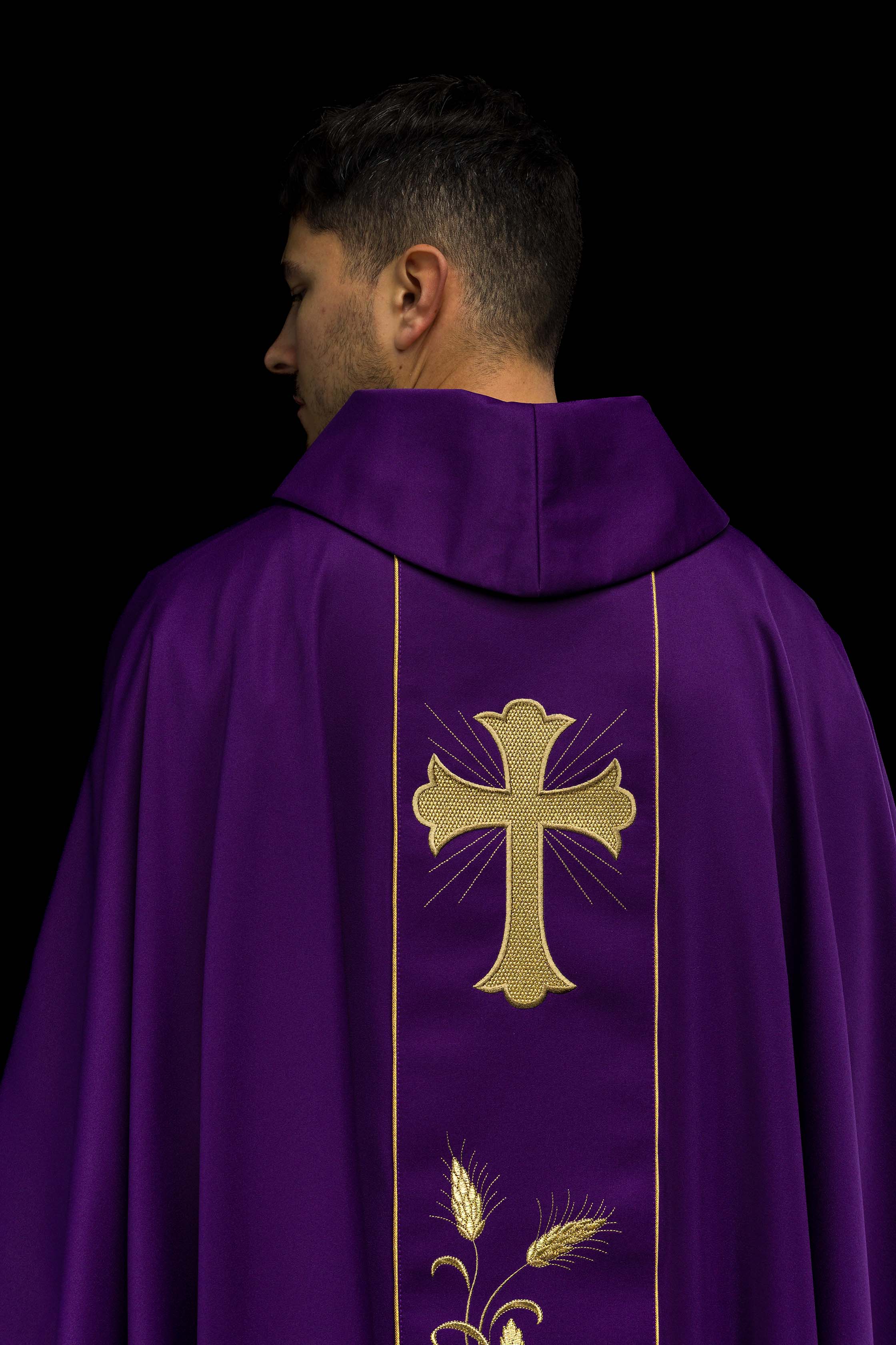 Chasuble Cross and Ears of Wheat in purple