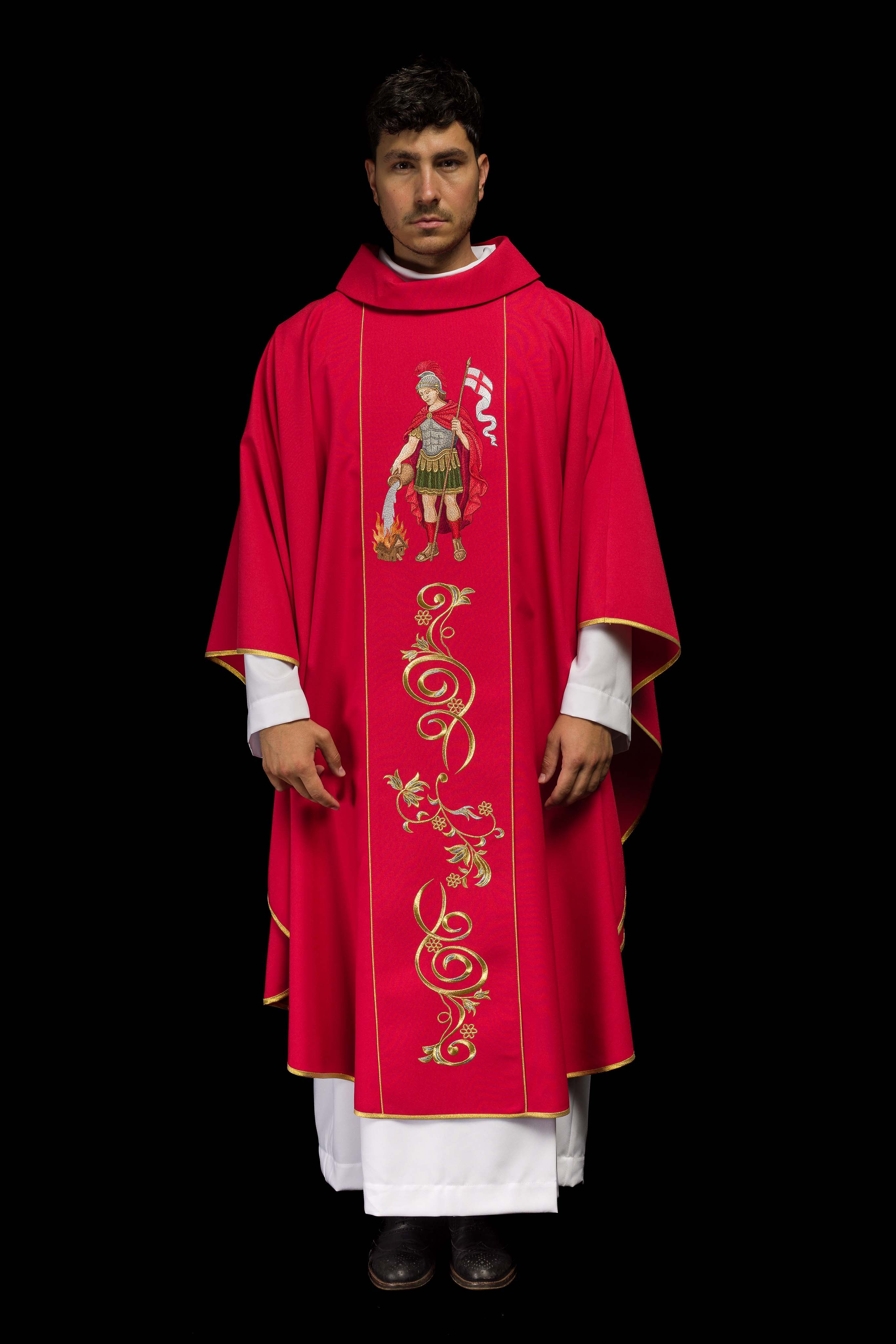 Richly embroidered chasuble with the image of Saint Florian - CHASUBLES.COM