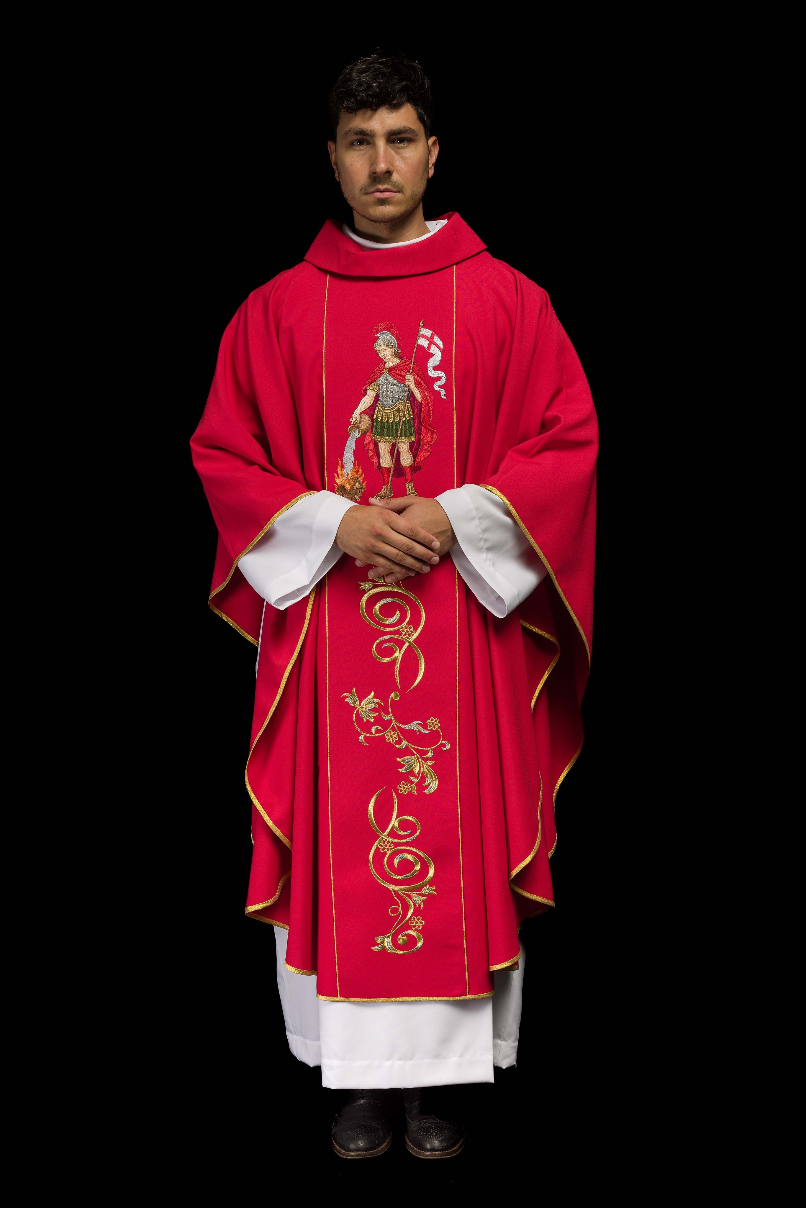 Richly embroidered chasuble with the image of Saint Florian - CHASUBLES.COM