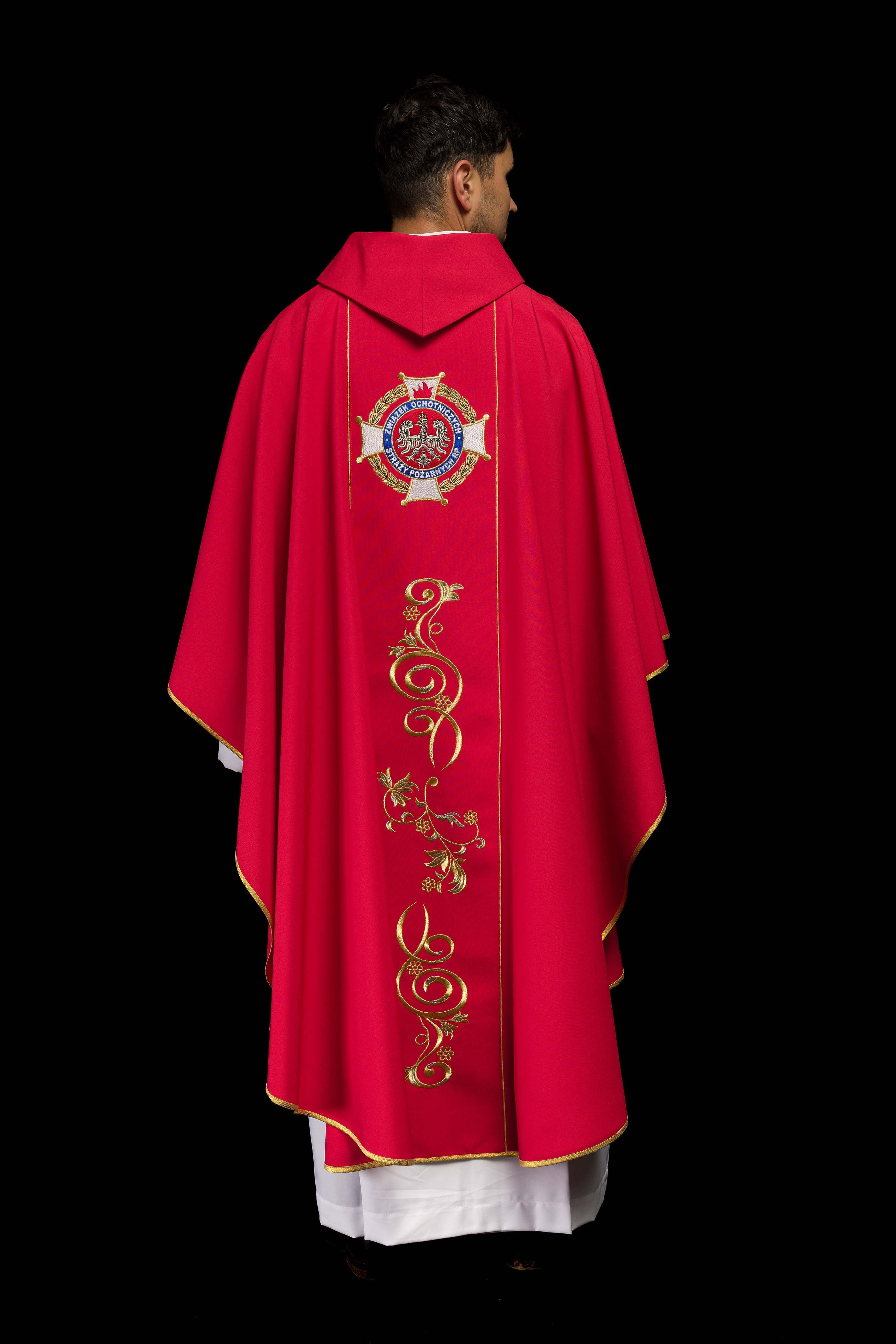 Richly embroidered chasuble with the image of Saint Florian - CHASUBLES.COM